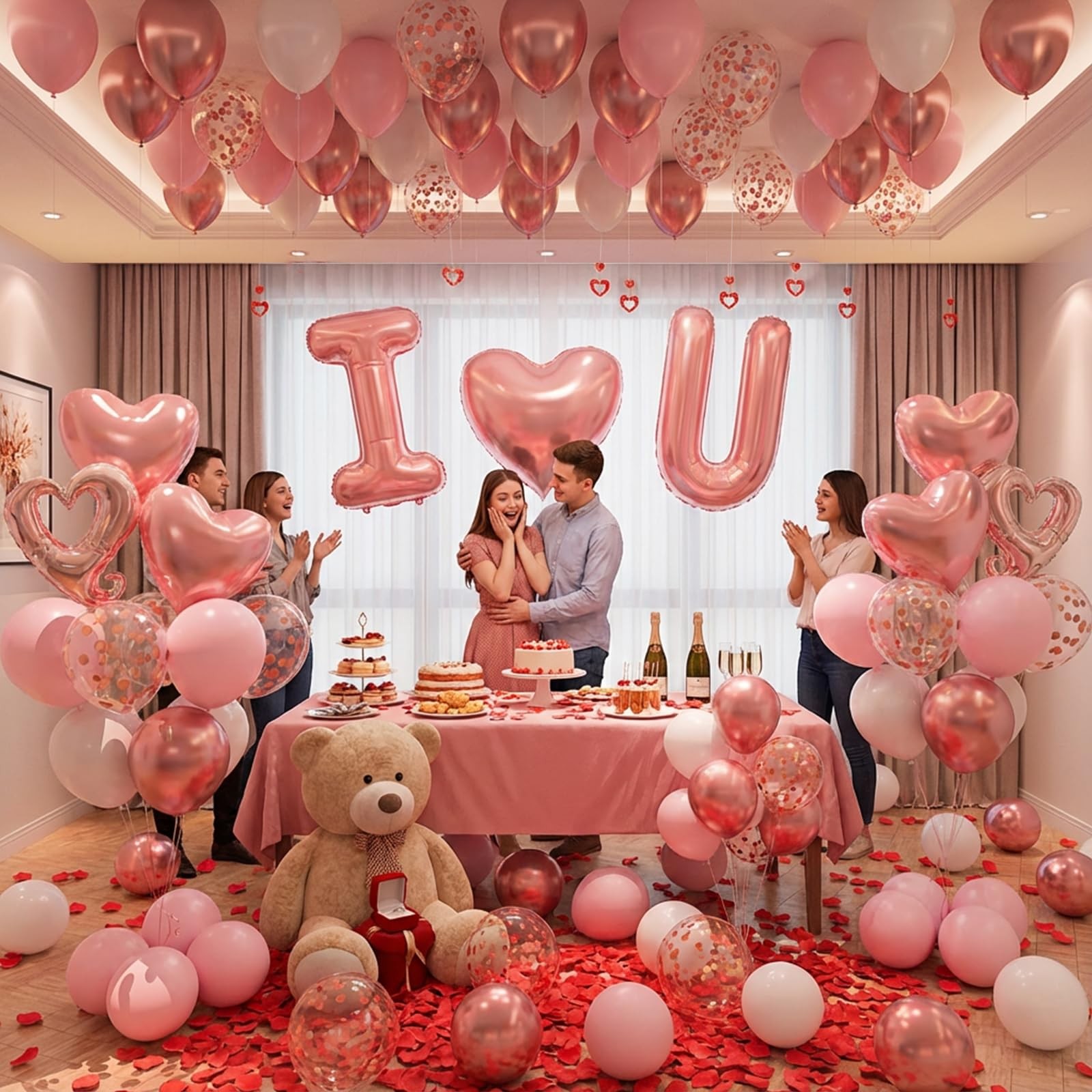 I Love You for Her/Him Balloons 87pcs Light Pink and White Rose Gold Balloon …