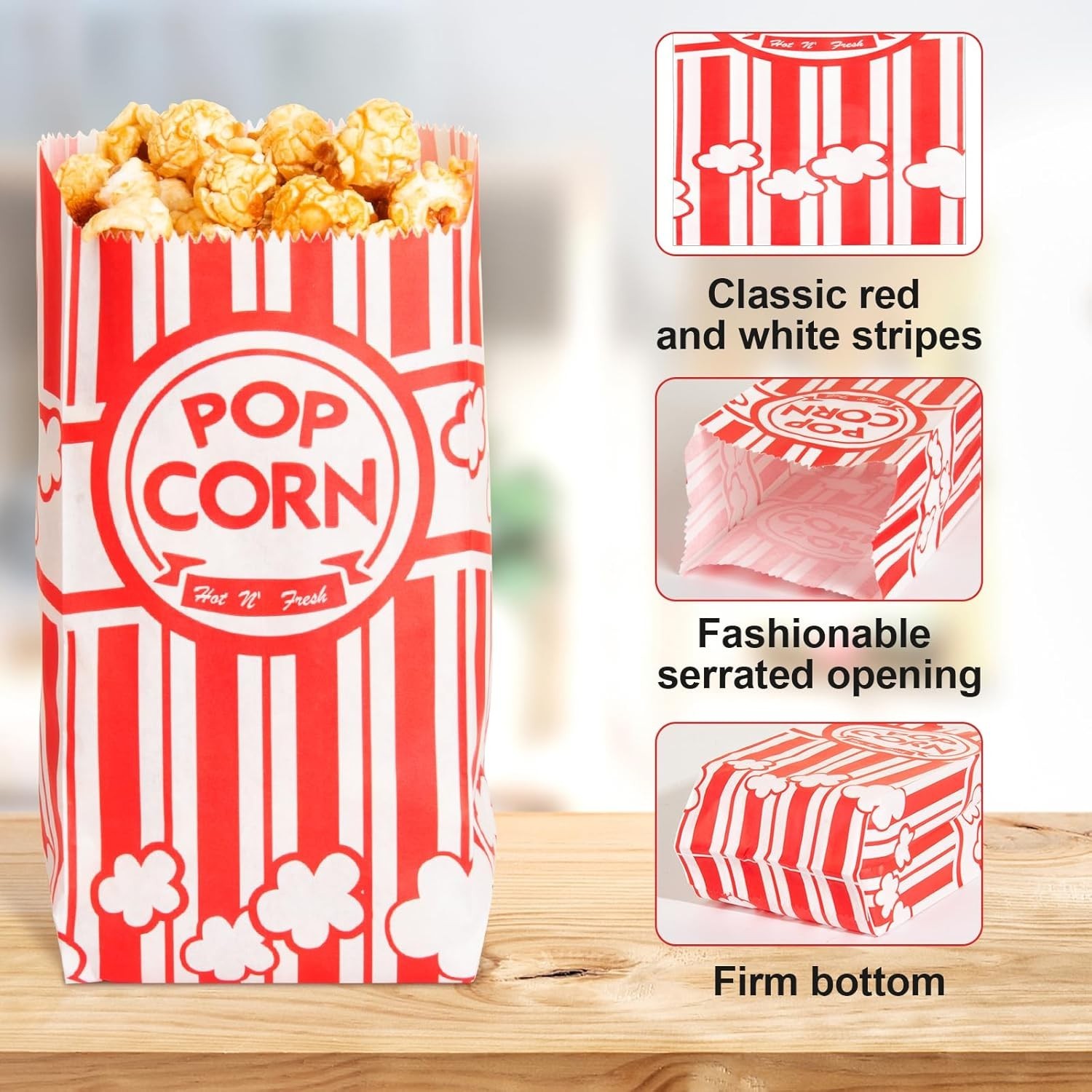 500pcs Paper Popcorn Bags for Party, 1 Oz Small Vintage Individual Servings P…