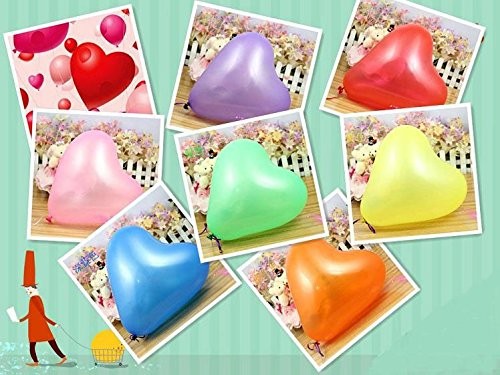 Pack of 100 Assorted Colors Love Heart Shaped 12 inch Latex Balloon for Home …