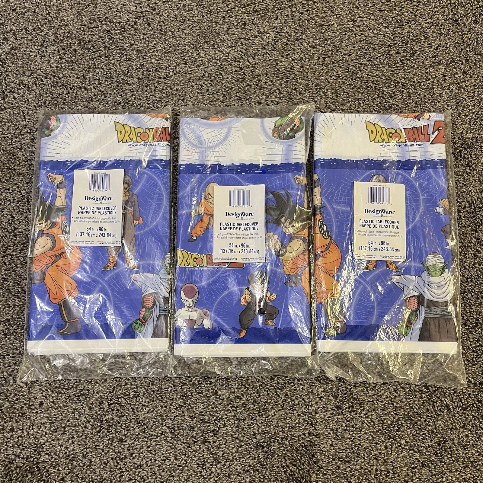 Lot 3 Dragon Ball Z Tablecover Party Decoration Goku Birthday Supplies NOS 1999