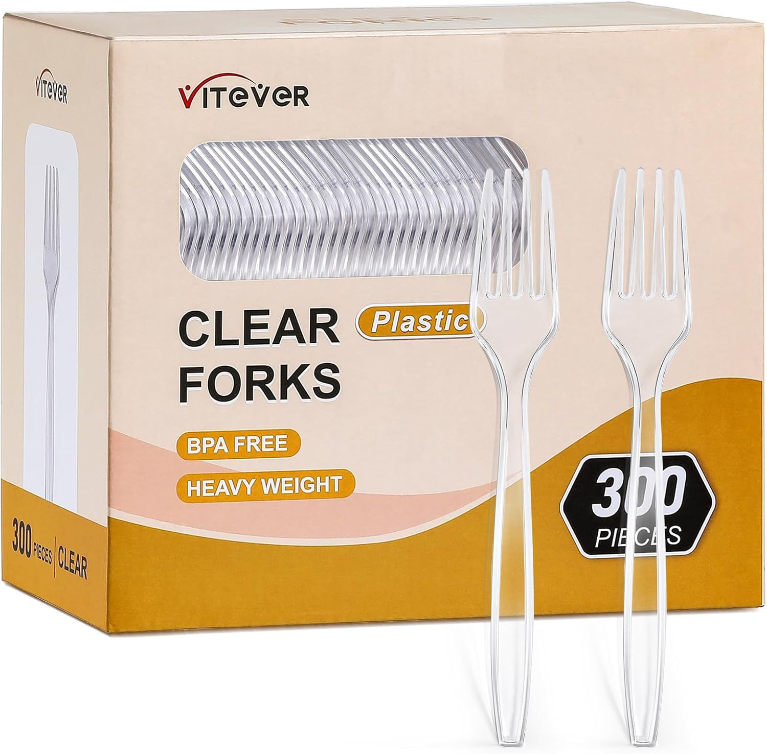 [300 Count] Clear Heavy Duty Plastic Forks, Disposable Plastic Forks, Fancy P…