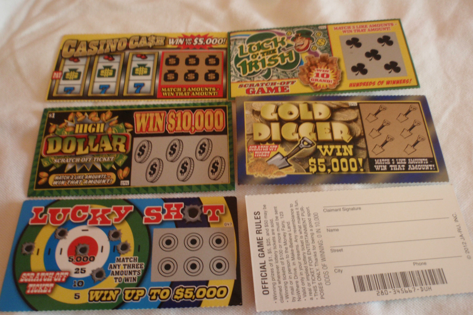 100 PHONY FAKE ALL WINNING SCRATCH OFF LOTTERY TICKETS JOKE GAG PRANK