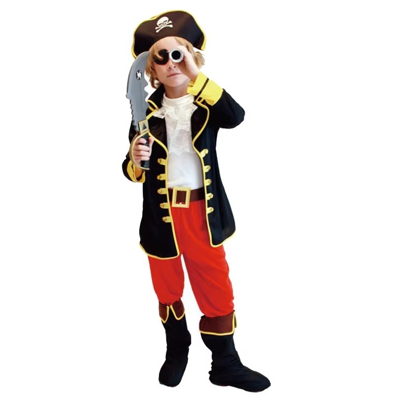 Kids Pirate Costume Set Halloween Dress Up Outfit Boys Girls Role Play Kit