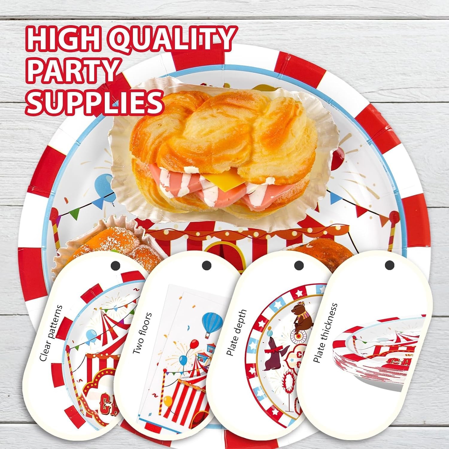200Pcs Carnival Party Decorations Carnival Circus Plates and Napkins Disposable