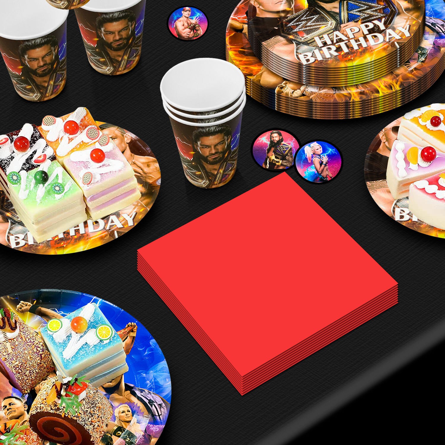 114Pcs Wrestling Match Birthday Decorations WWE Party Set Tableware Balloons Cup