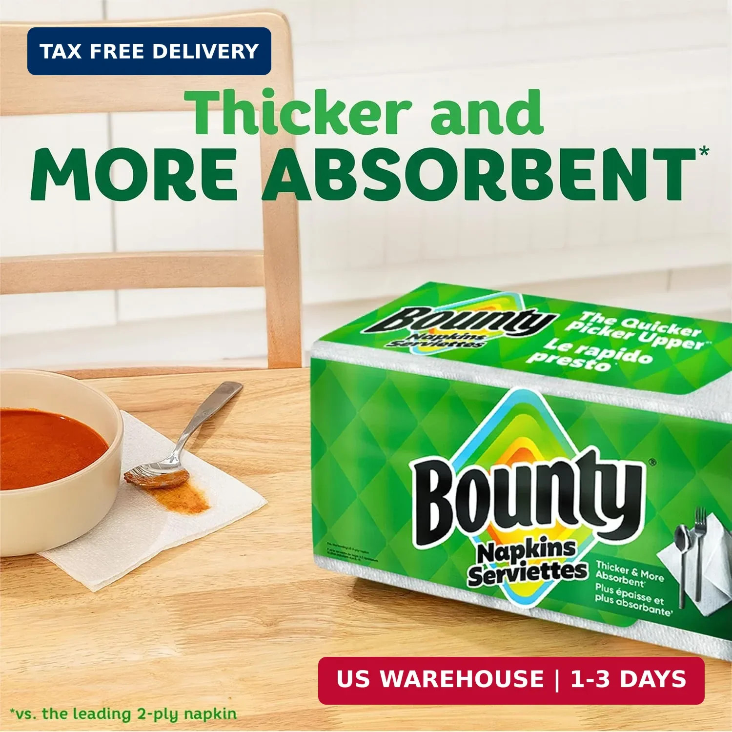 Bounty Paper Napkins, White, 400 Count