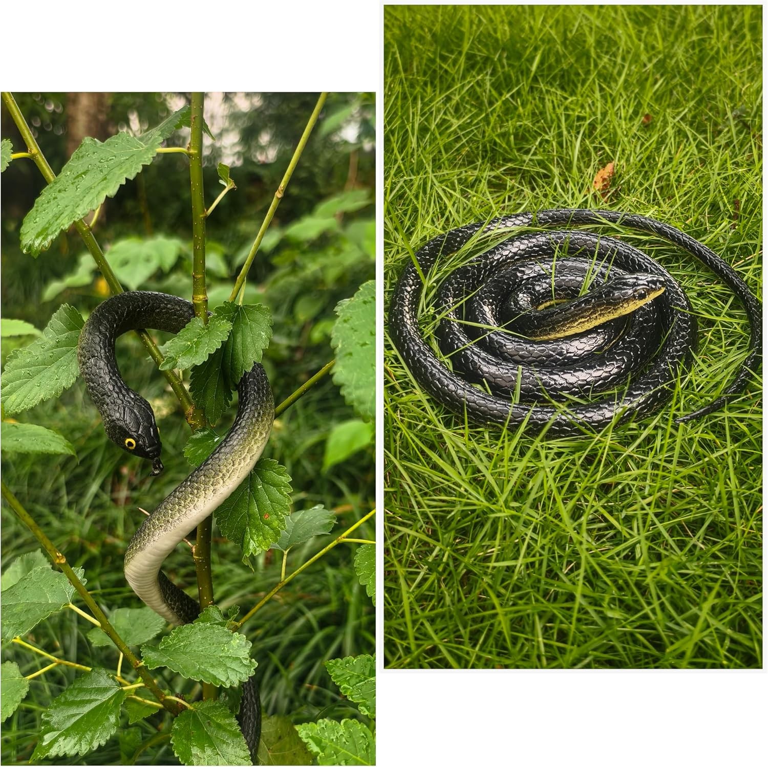 3 PCS 50″ Realistic Rubber Snake Fake Lifelike Toy Prank Joke Prop for Garden