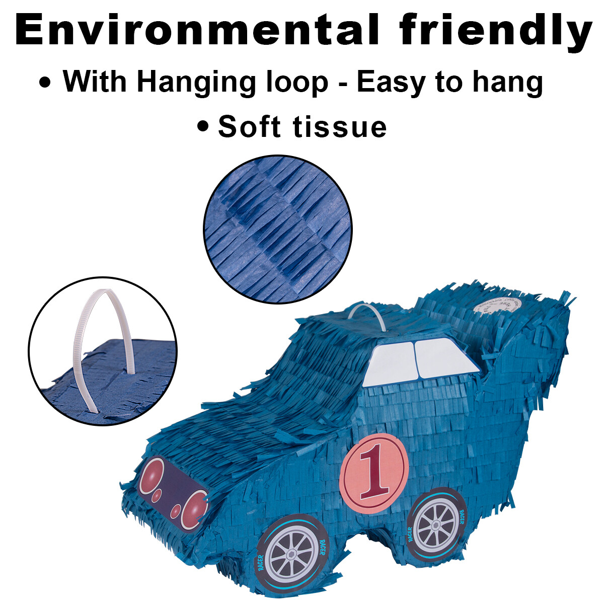 Blue Car Pinatas Mexican Pinatas with Hanging Loop Kids Birthday Party Supplies