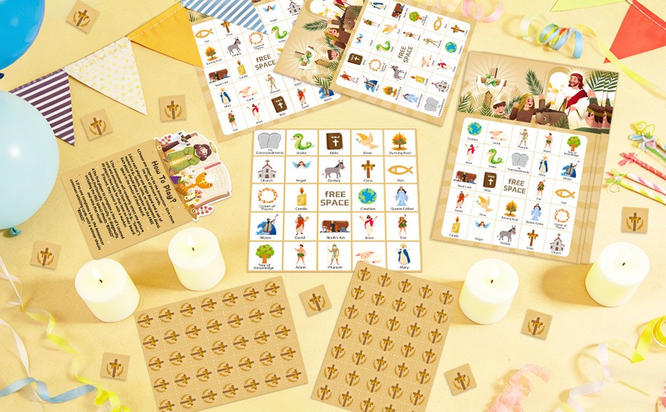 38 Bible Bingo Game Card Religious Party Decorations Biblical Gifts Party Favors