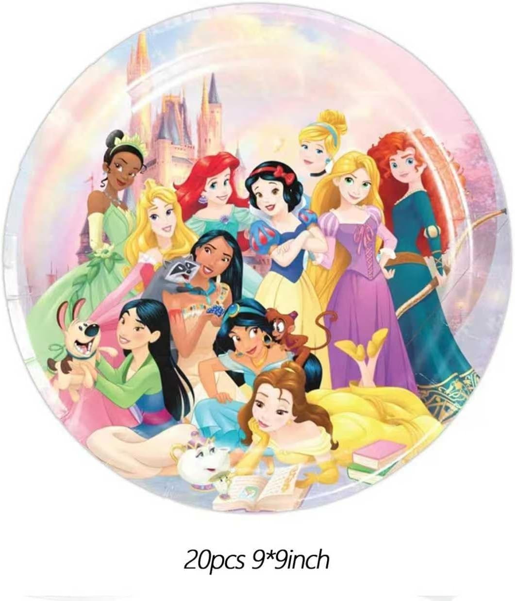 88PCS Disne Princess Birthday Decorations:40 Plates 9 inch + 7 inch, 20 Napki…