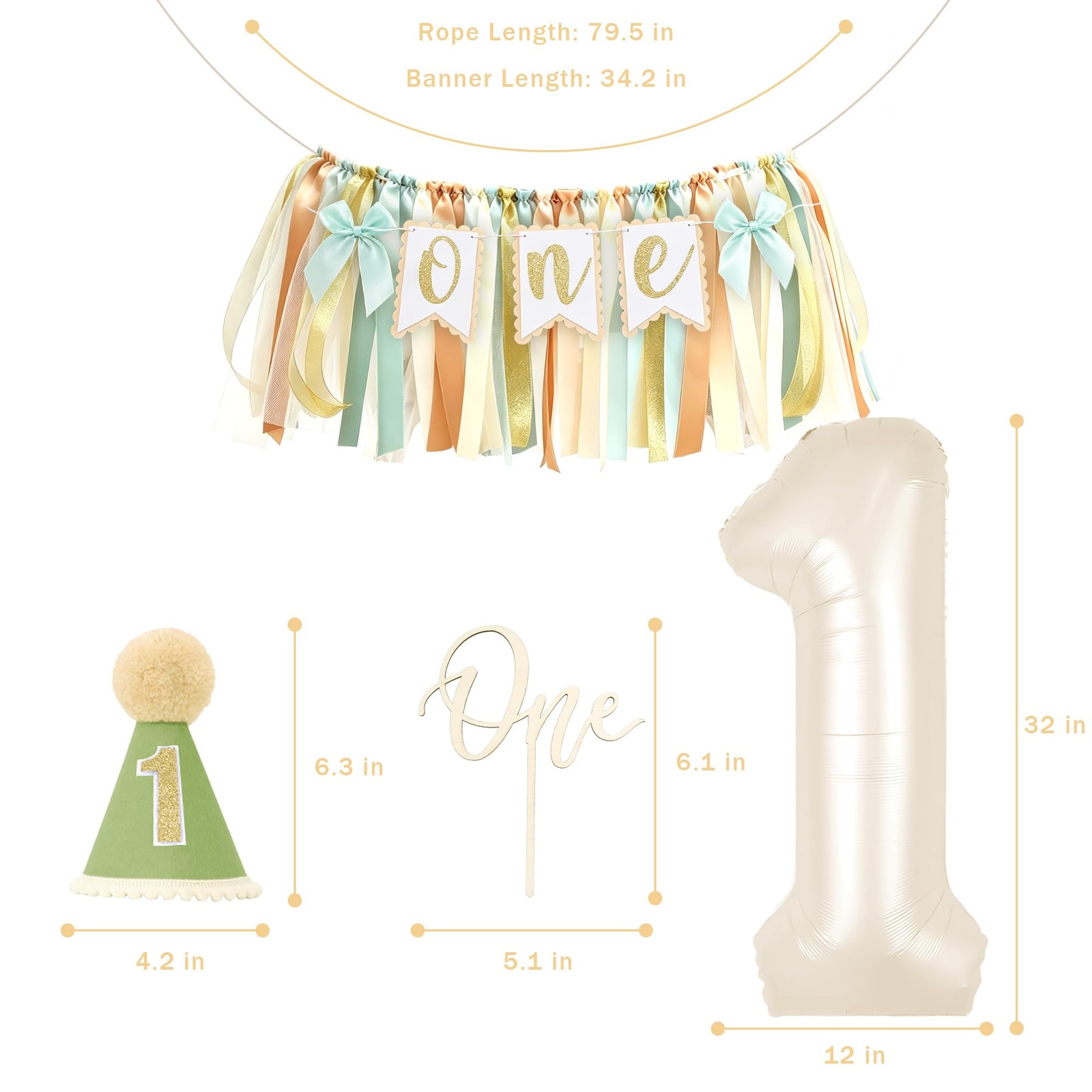 Sage Green First Birthday Decorations Gender Neutral Baby, 1st Birthday Highc…