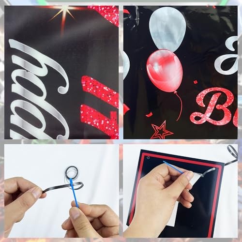 Red Birthday Background Party Supplies Decorations Red and Black Happy