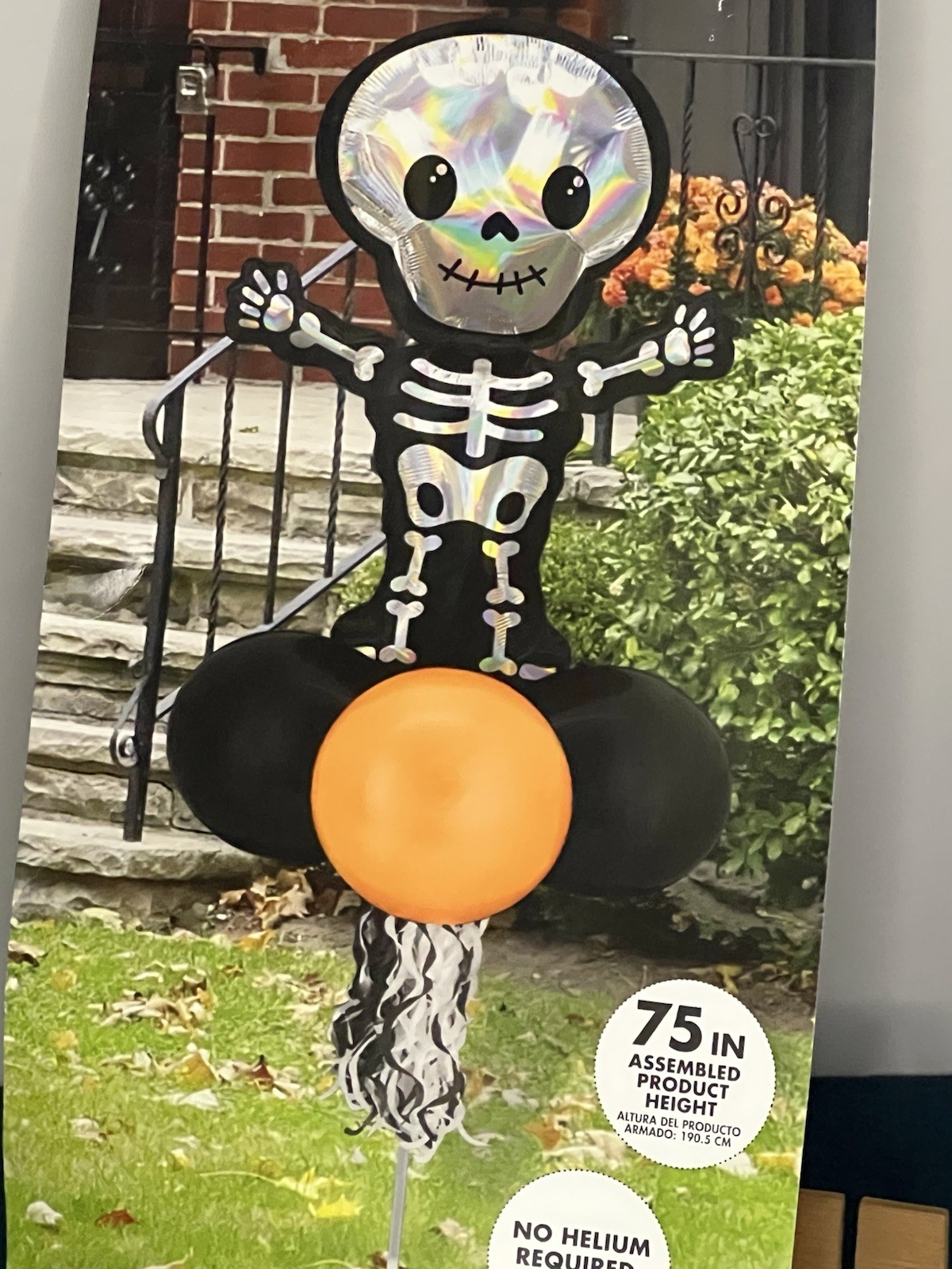 75″ Yard Sign Kit Iridescent Skeleton Air Filled Balloon Amscan Halloween