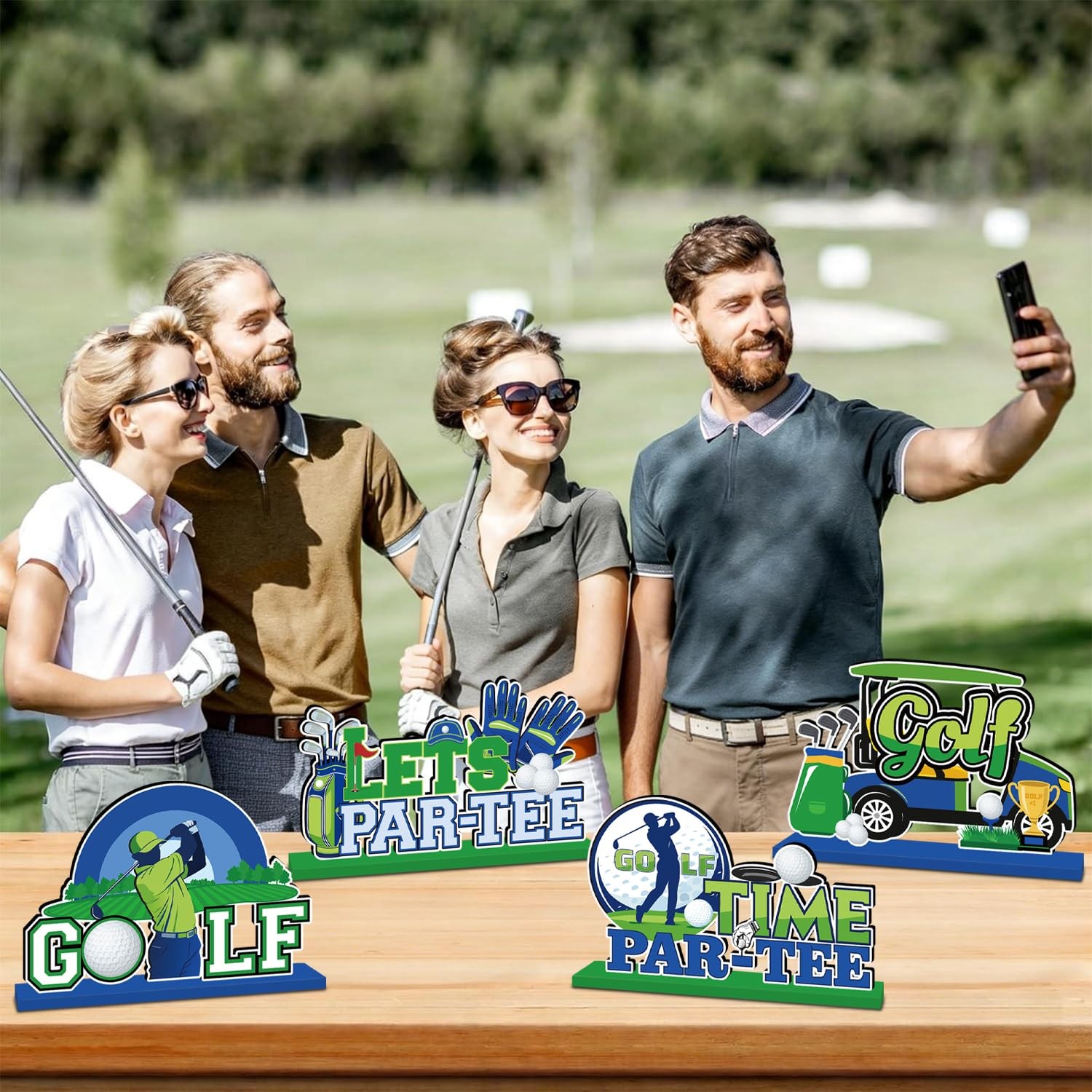 4 PCS Masters Golf Party Decorations Birthday Wooden Centerpieces Table
