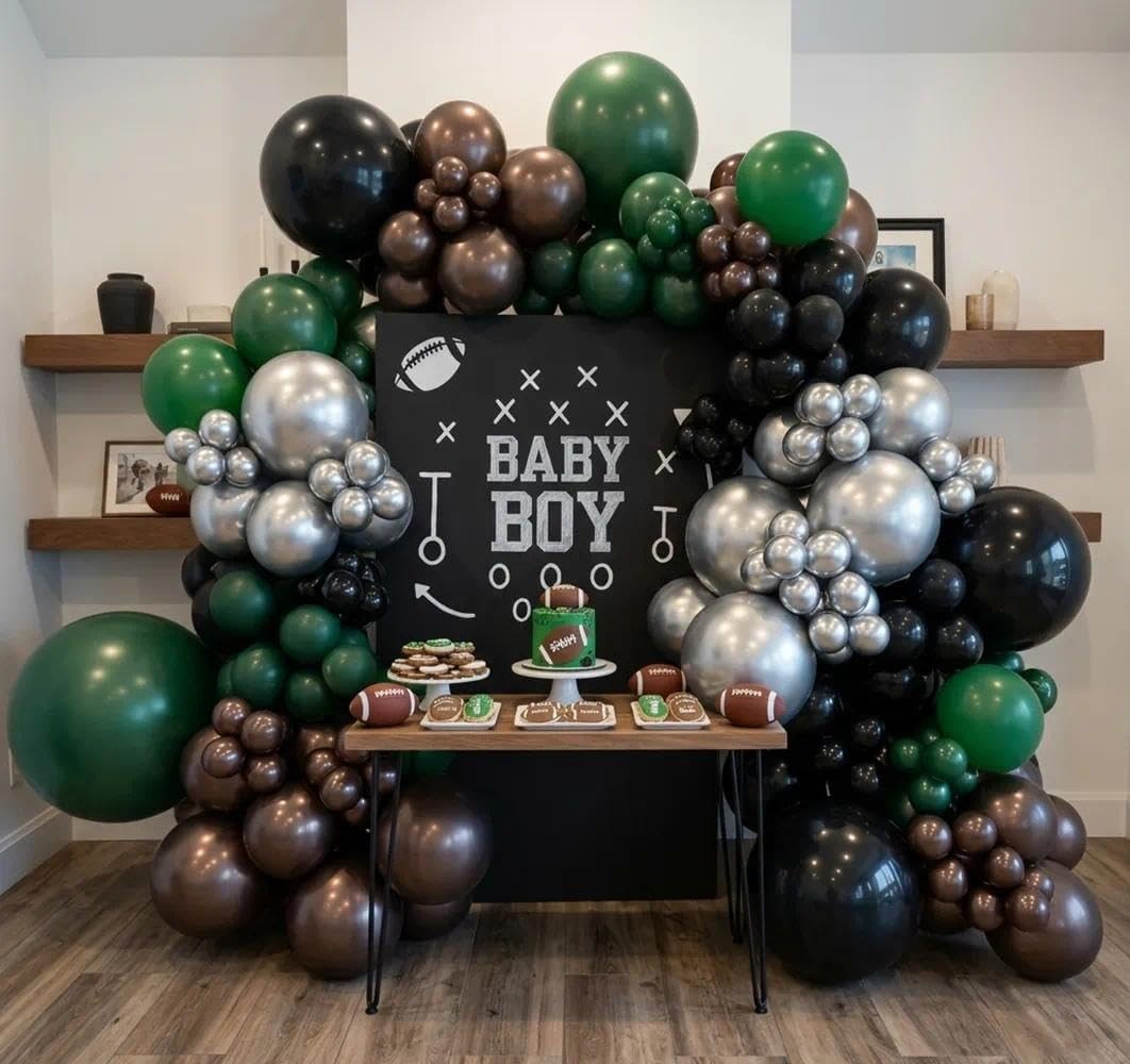 Captank Black Green Balloon Arch Double Stuffed Latex Dark Green Brown Silver