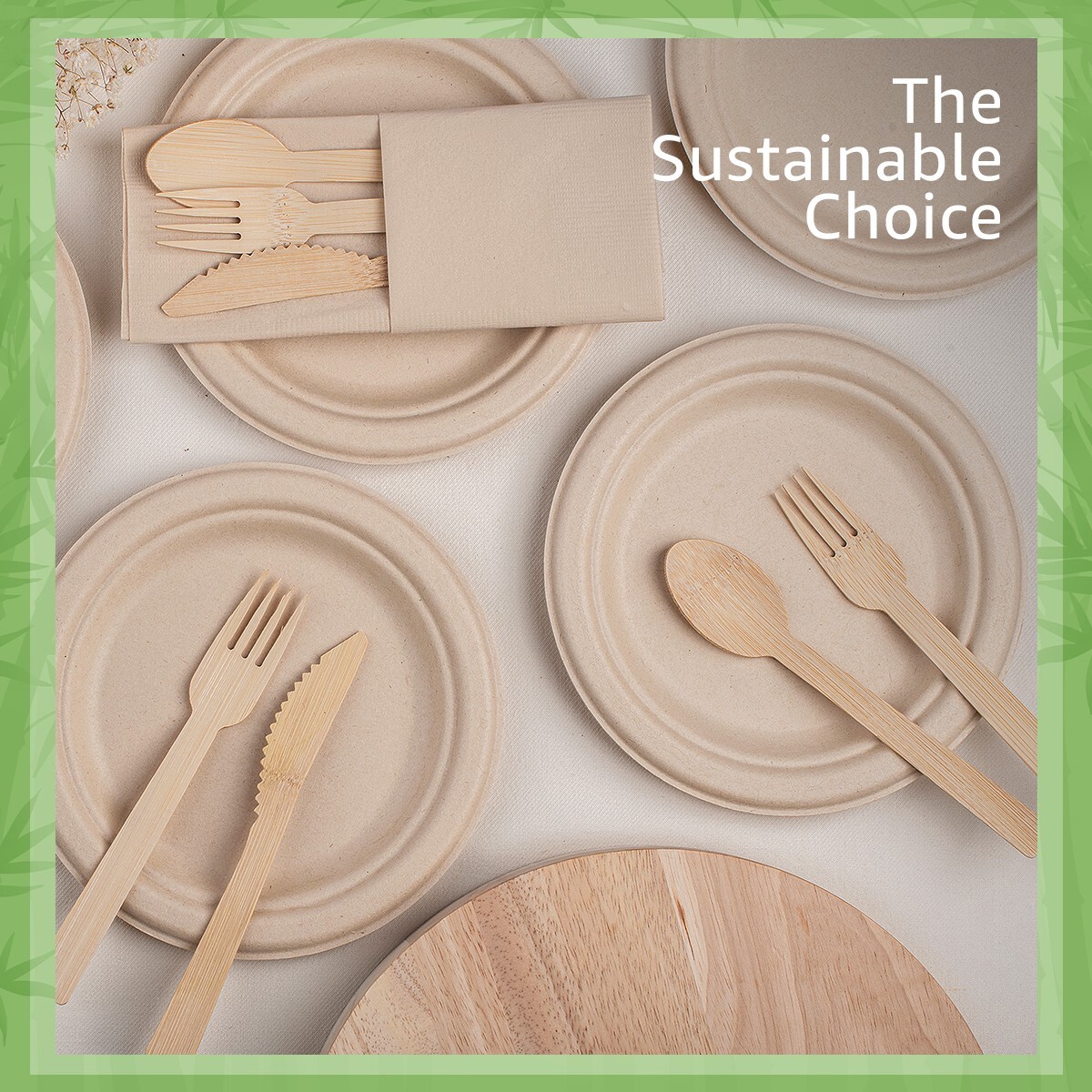Ibambo Bamboo Disposable Paper Plates – 7 Inch, 125 Pack, Compostable Plates