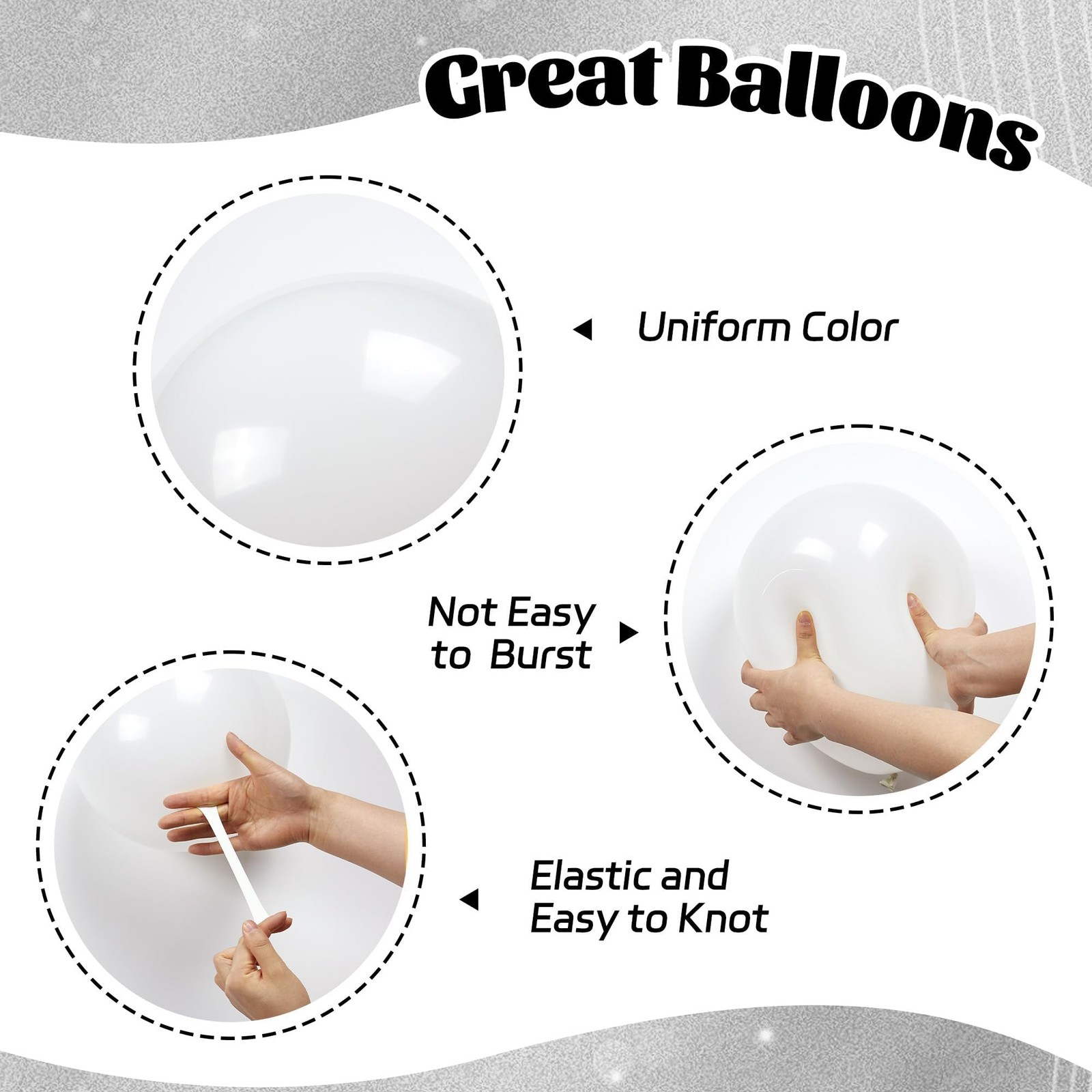 60pcs Silver and White Balloons with Confetti for Birthday and Party Decor