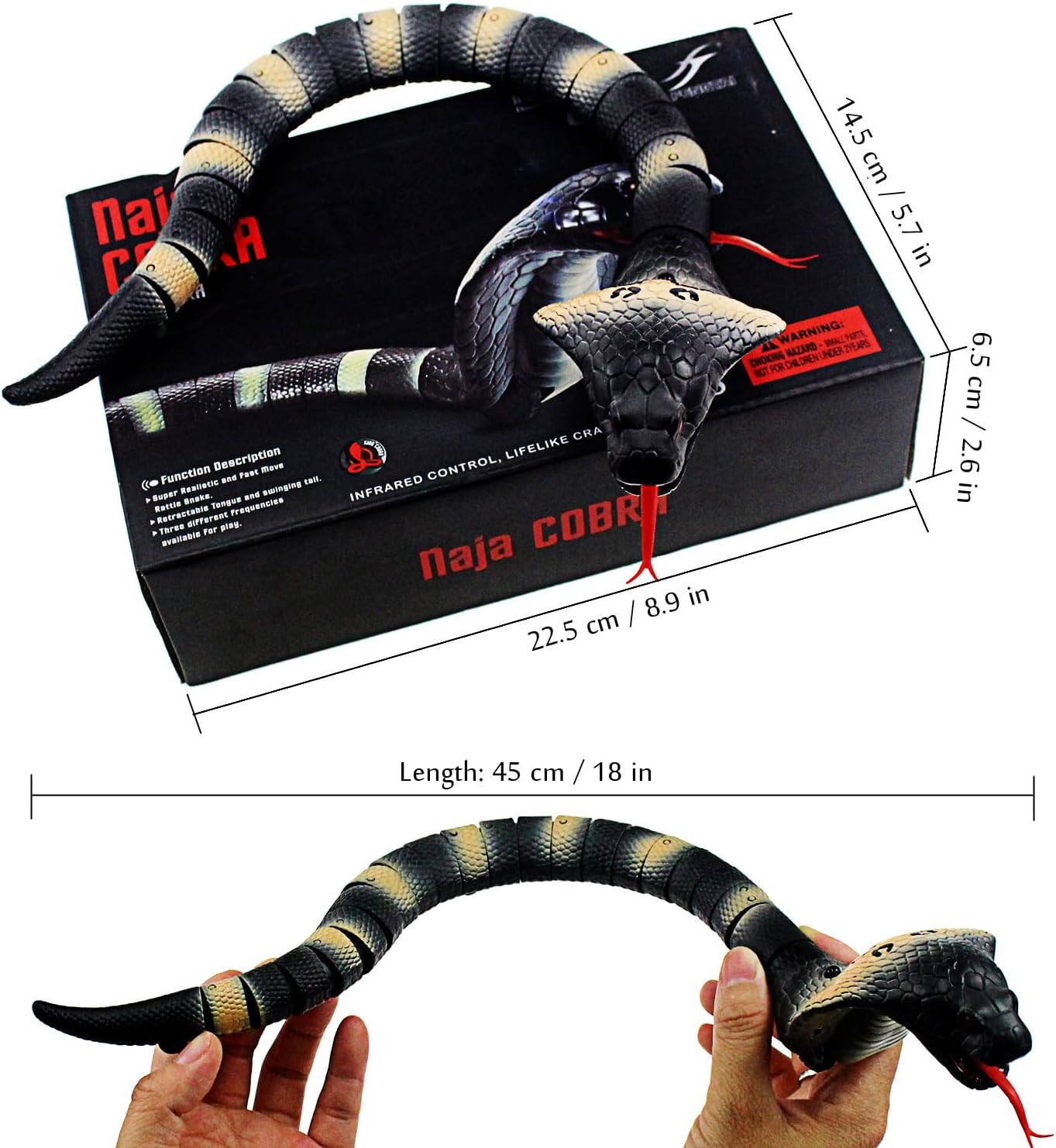 RC Snake IR Remote Control Cobra Electric Fake Realistic Animal