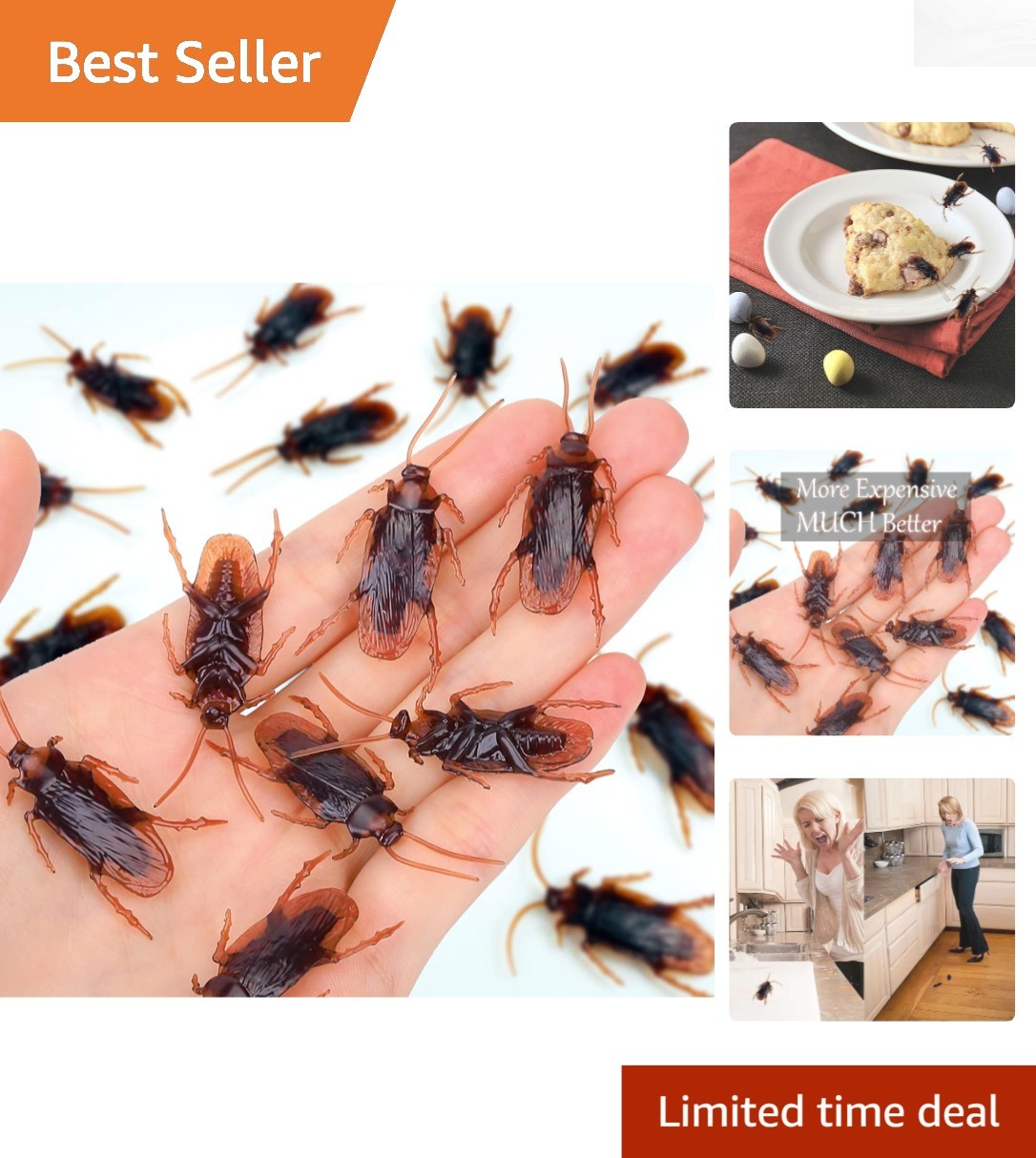 Lifelike Faux Cockroaches Set – 15PCS Non-Toxic Prank Toys for Kids & Parties