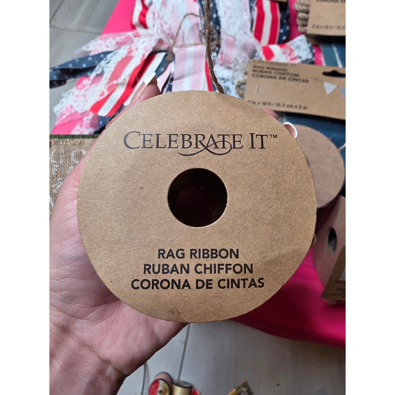 Celebrate It Rag Ribbon Garland Twine Lot Farmhouse Country Fresh Milk Sign NEW