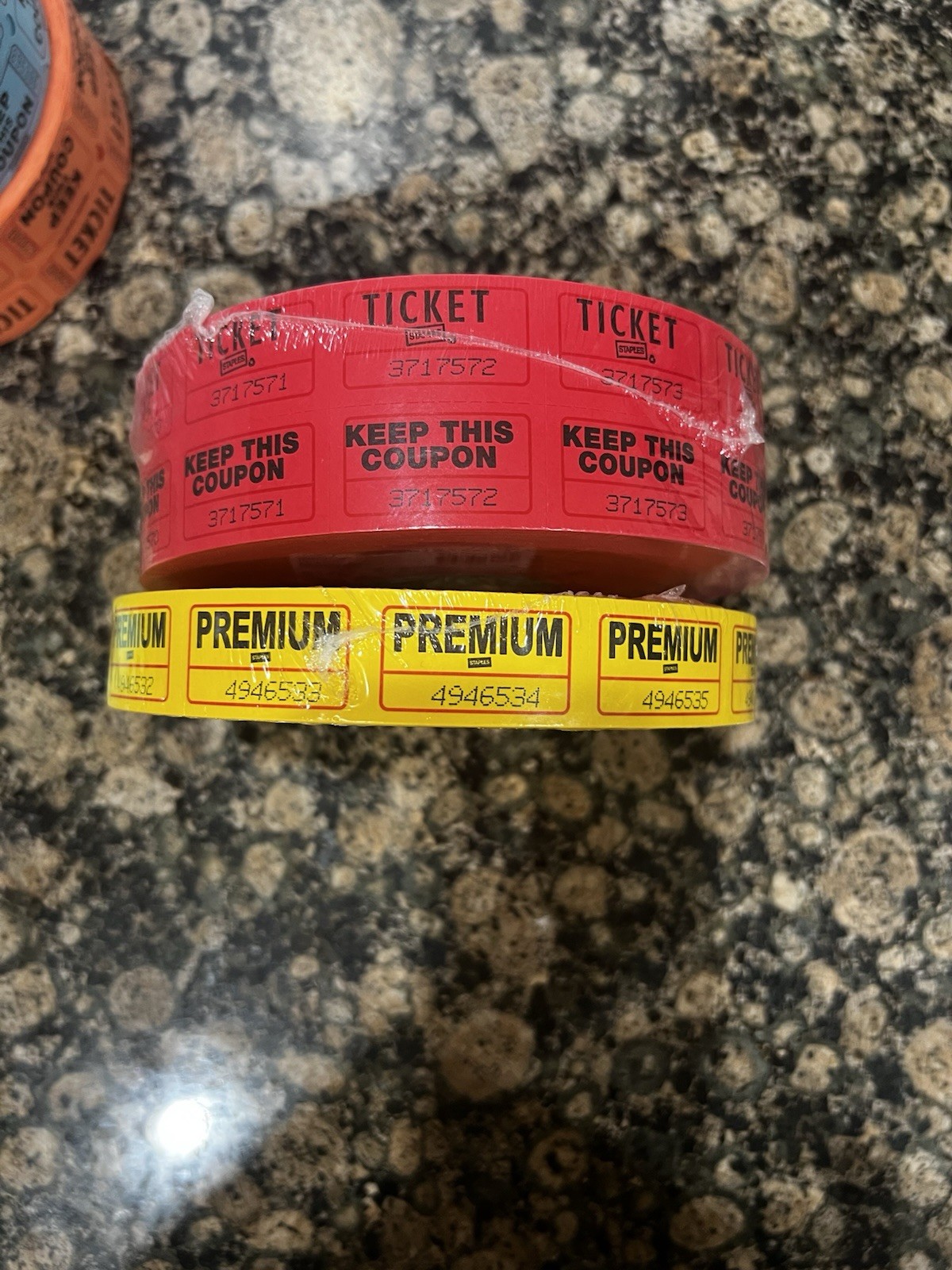 Staples Raffle Tickets Roll 2000 Count Multicolor Solid Party Theme MPN 19165
