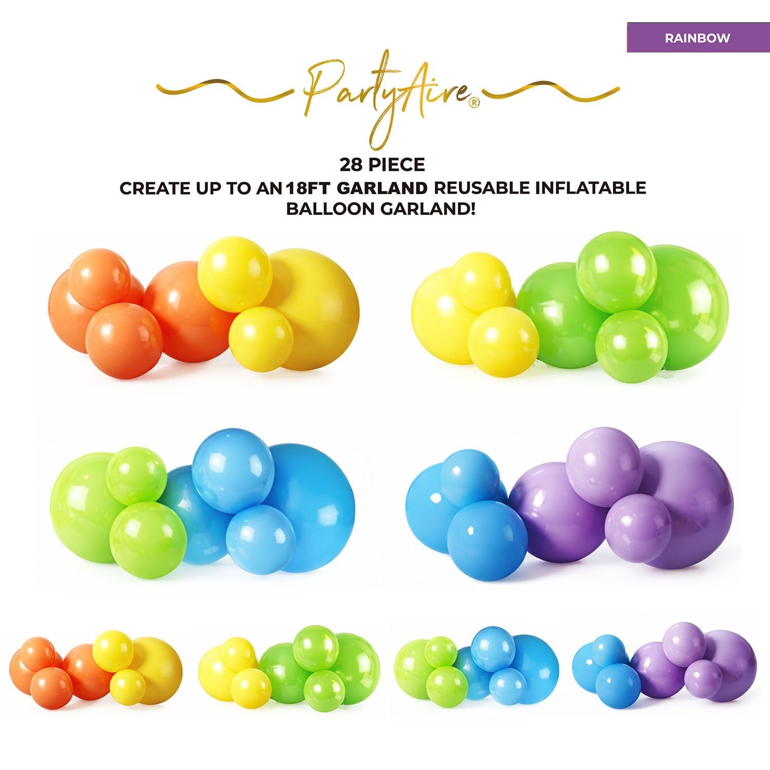 PartyAire 18′ Reusable PVC Balloon Arch, 28 pc_Rainbow SAMEDAYSHIP!!