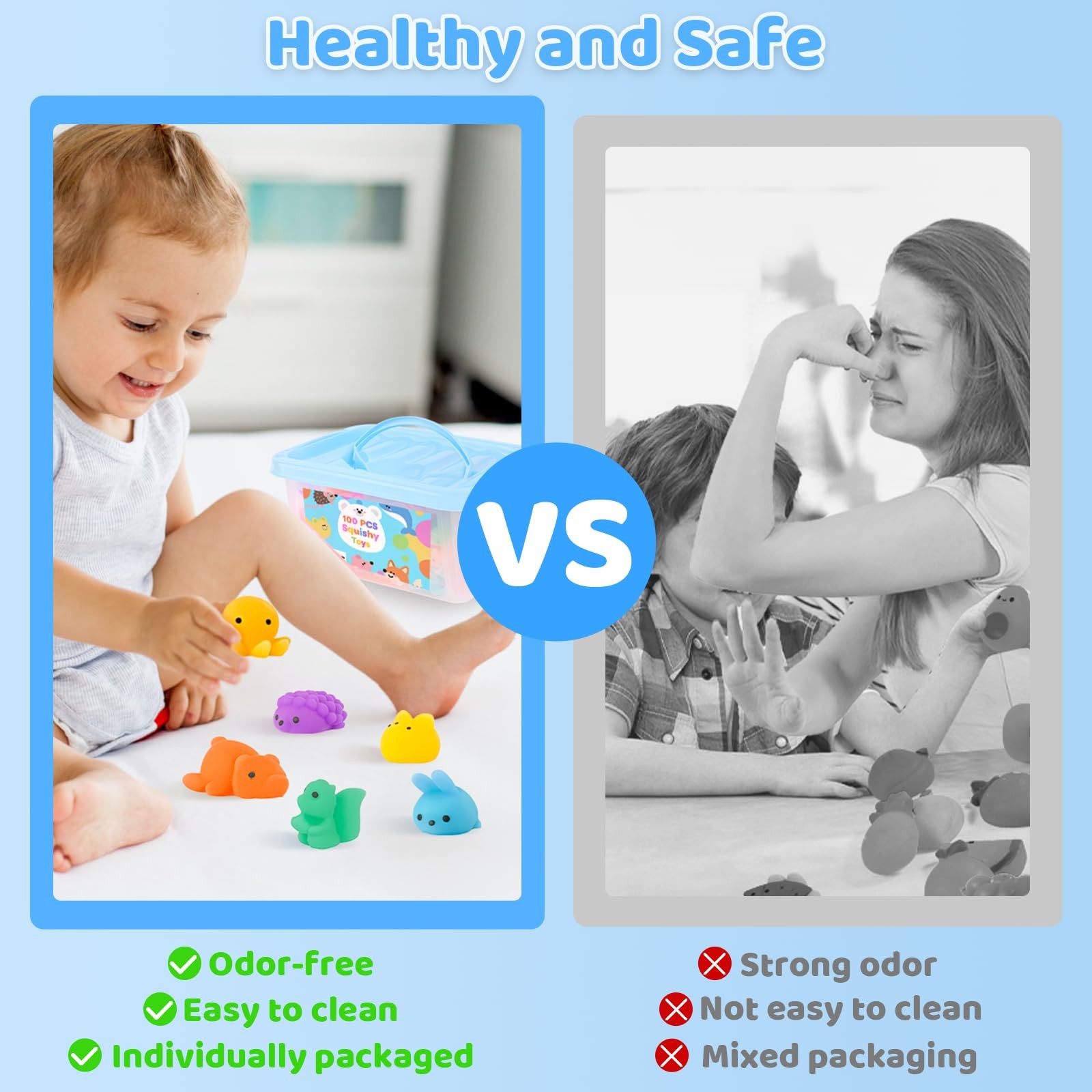 100 Pcs Party Favors & Squishy Toys Bulk for Kids 4-12, Fidget Toys Sensory S…