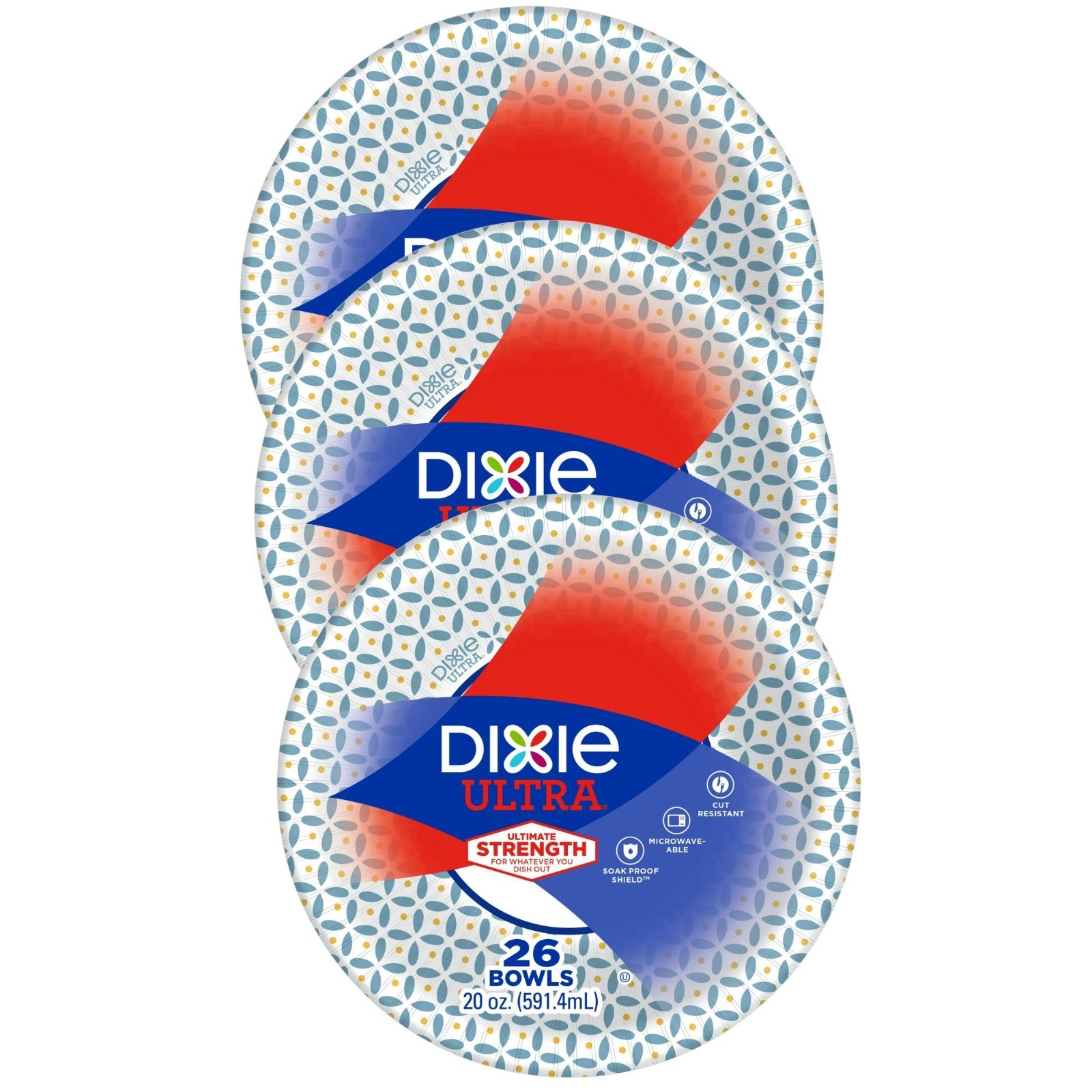 Dixie Disposable Paper Bowls, 20 oz, 26 count (Pack of 3 )
