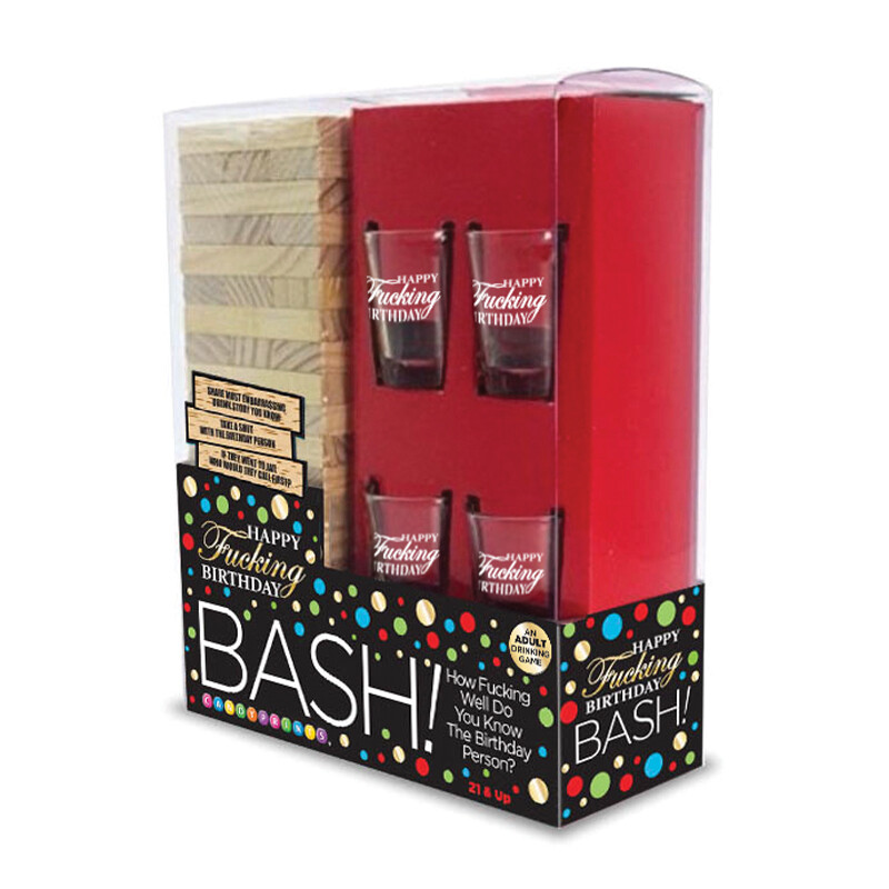 Happy F*cking Birthday Bash Adult Drinking Game with Shot Glasses Novelty Gift
