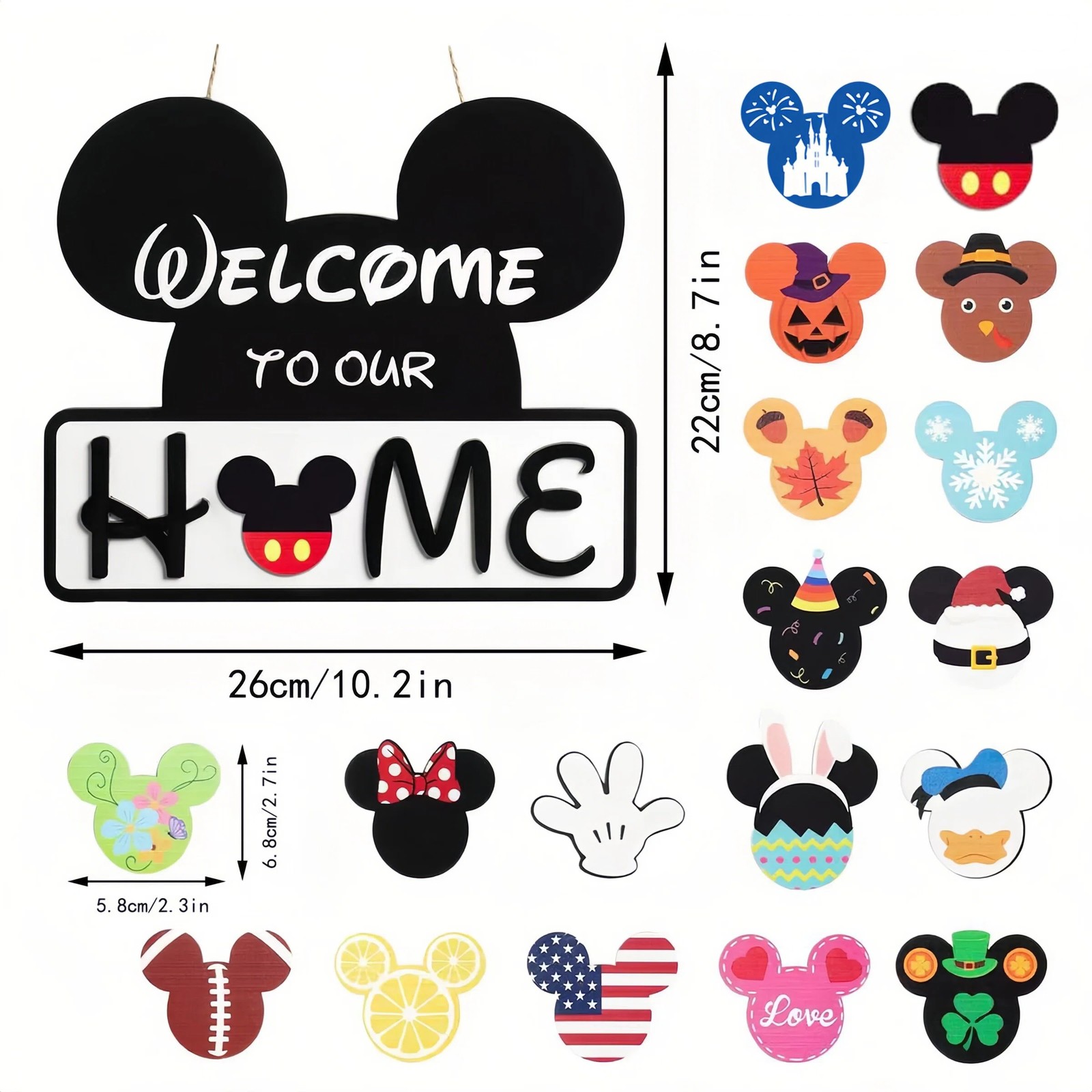 Welcome Door Sign Mickey Mouse Party Decoration Disney Party Supplies Outdoor