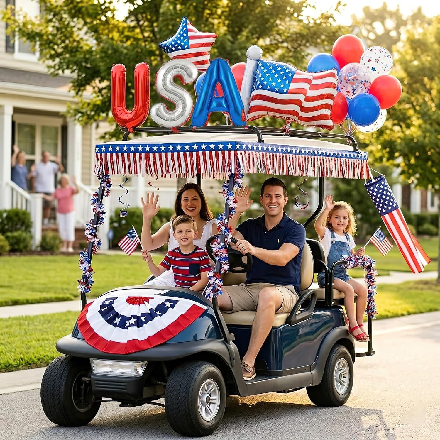 4Th of July Golf Cart Decoration Kit, Fourth of July Golf Cart Parade Float Deco