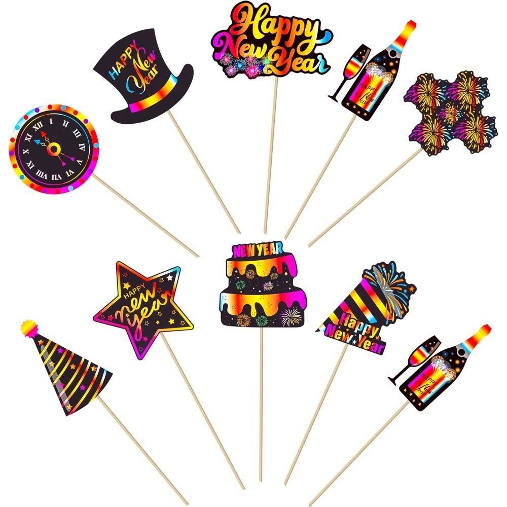20pcs Happy New Year Party Centerpiece Sticks Colorful New Years Eve Party
