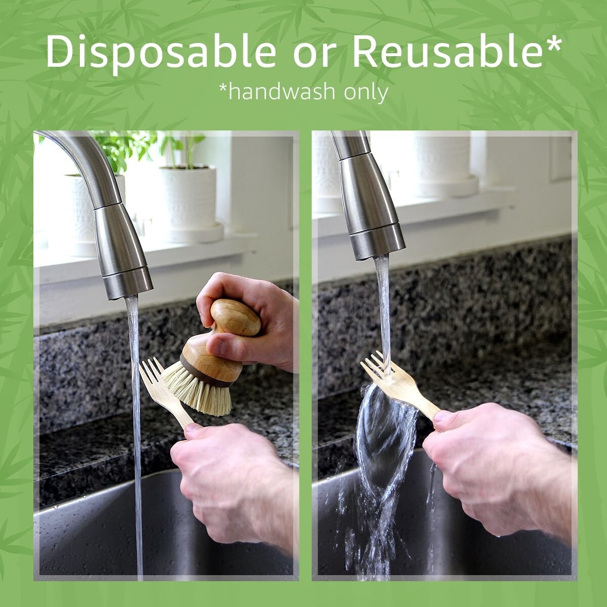 Ibambo 100% Bamboo Forks – 2400 Compostable Forks, Disposable or Reusable