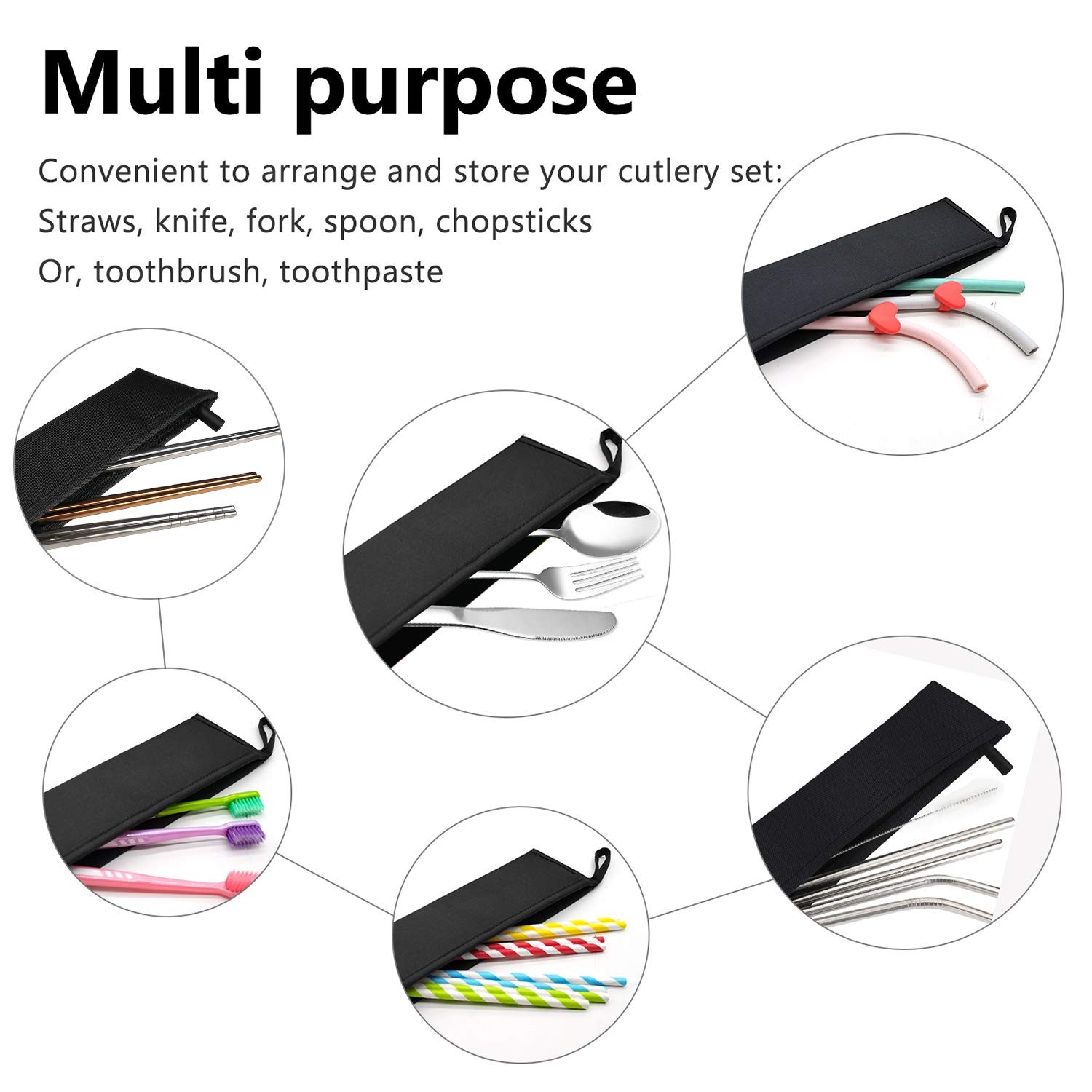 Reusable Straws Carrying Case, Portable Small Pouch for Metal, Paper, Plastic…