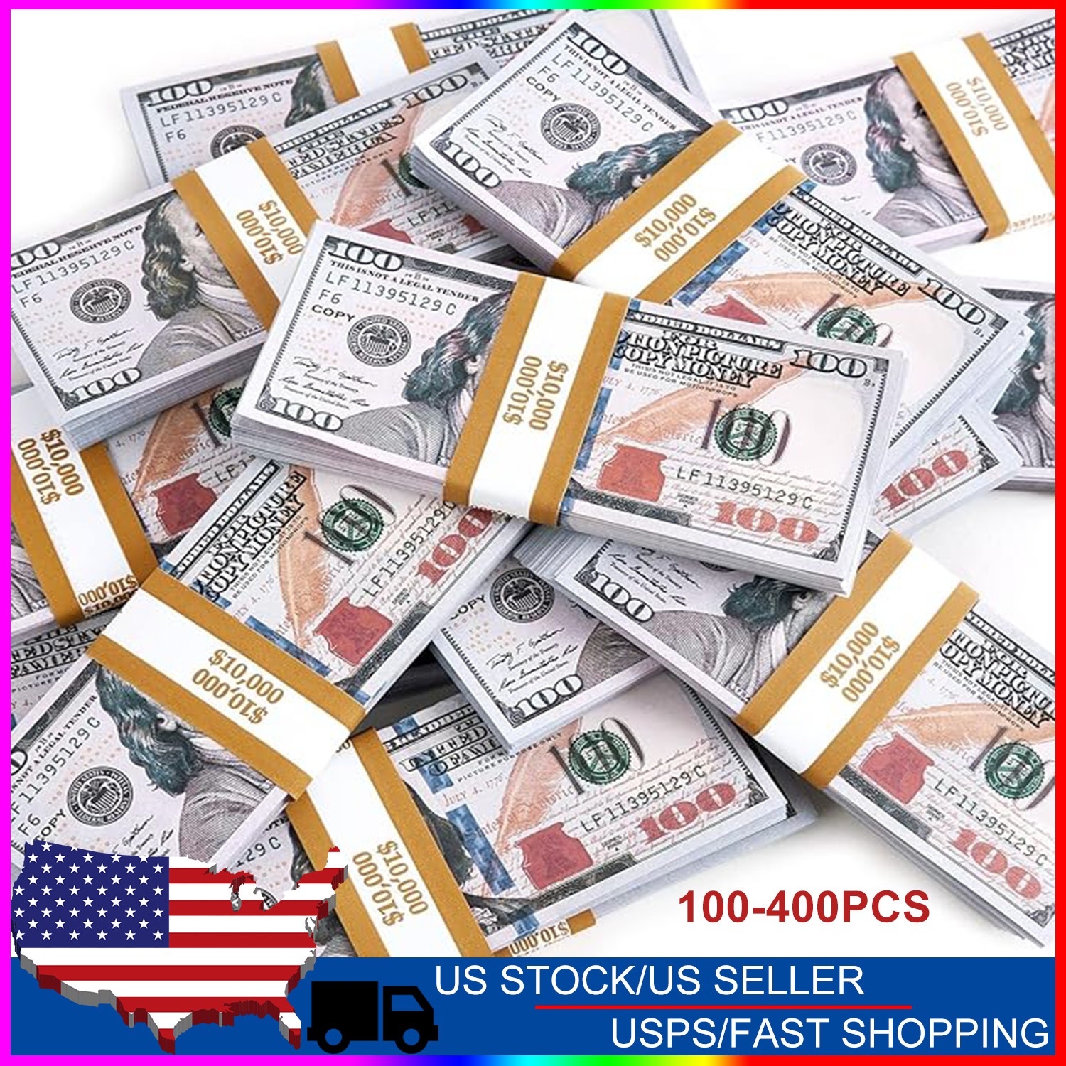 FAKE BANK GAMES PLAY MONEY KIDS CASH PAPER 100-400 PCS 100 DOLLAR BILLS PARTY