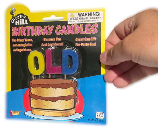 OVER THE HILL BIRTHDAY CANDLES Funny Letters OLD Age Gift Cake Joke Gag Party