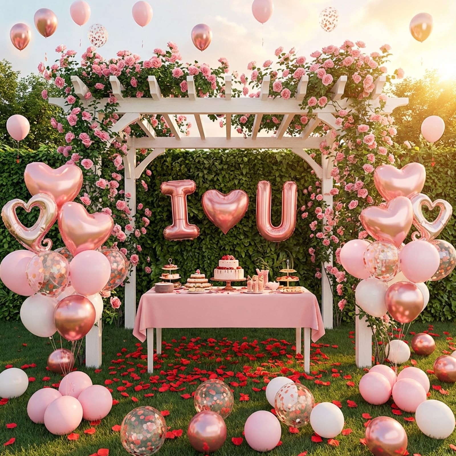 I Love You for Her/Him Balloons 87pcs Light Pink and White Rose Gold Balloon …