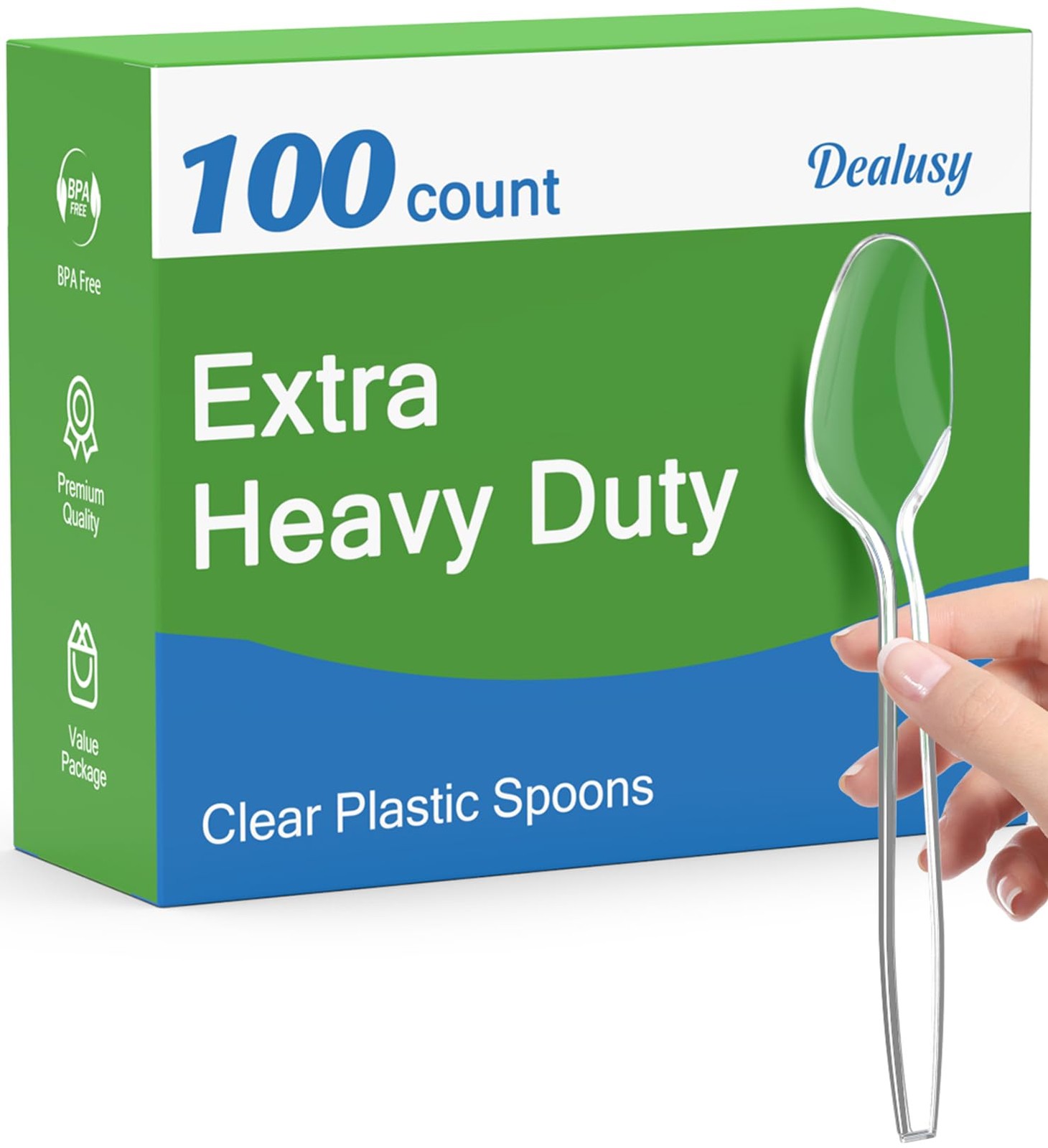 100 Count Clear Plastic Spoons Disposable, BPAFree, Heat Resistant, Solid and…