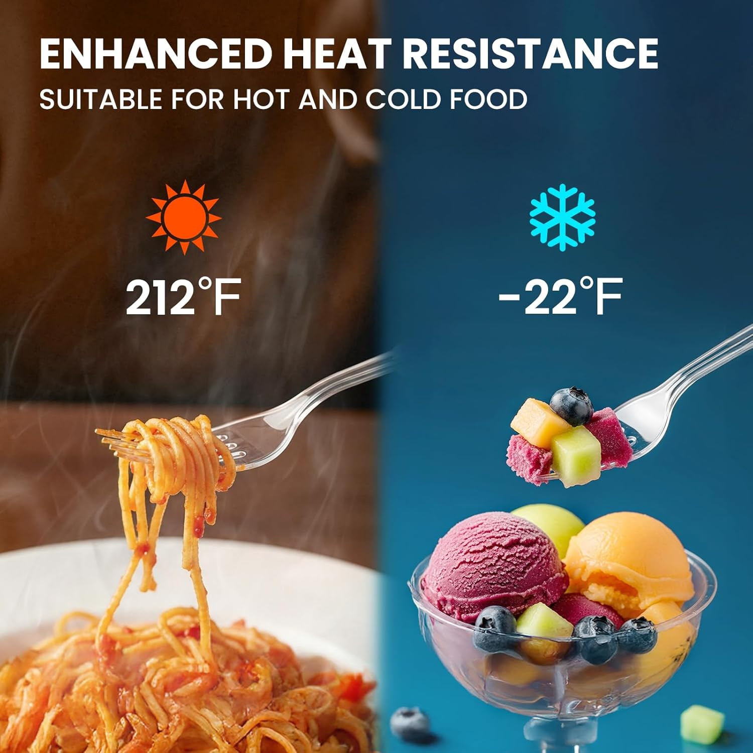 240 Count Extra Heavy Duty Clear Plastic Forks, Solid and Durable Premium Dispos