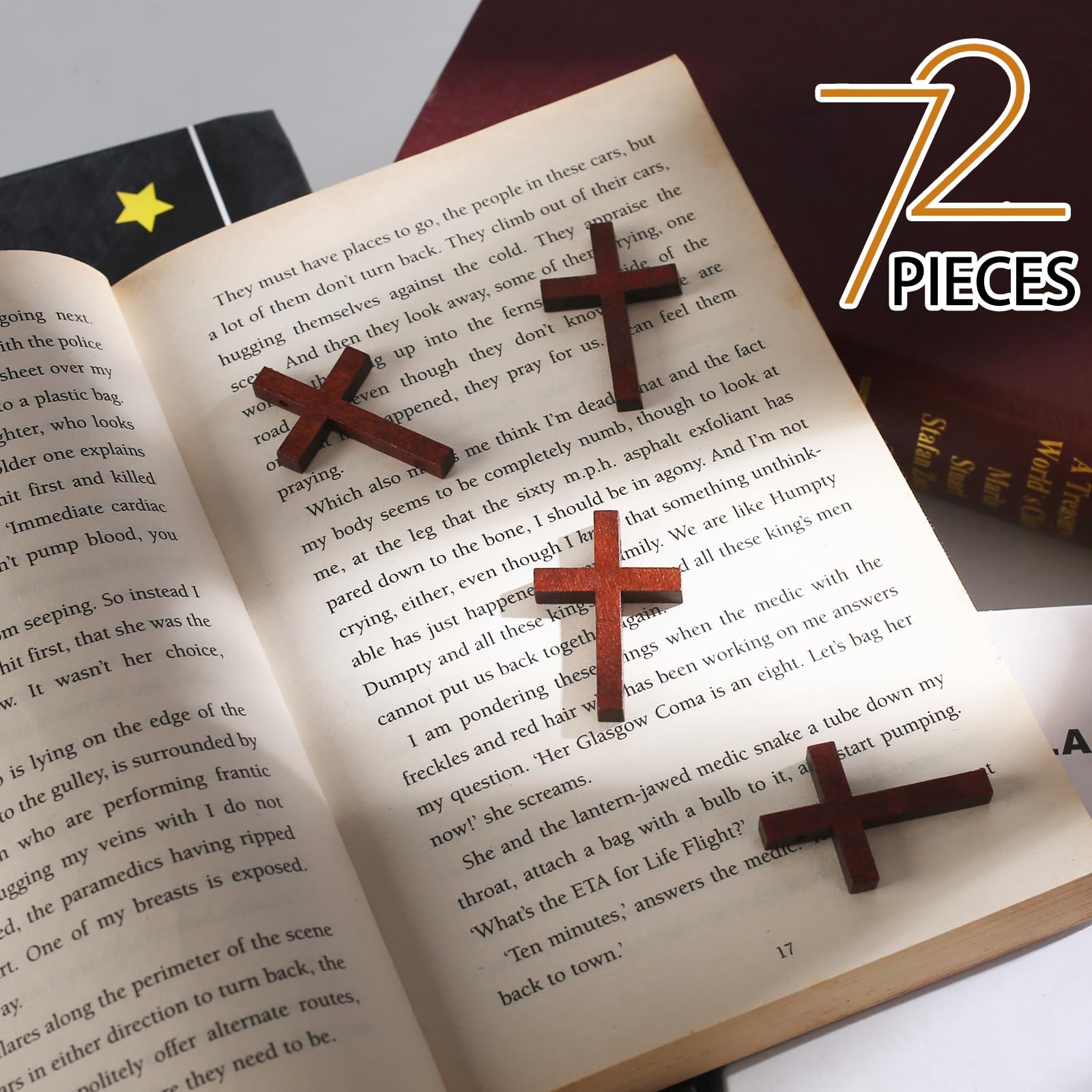 Srefaka 72 Pcs Mini Wooden Crosses Miniature (1.1 x 1.65 x 0.2 inches), Brown