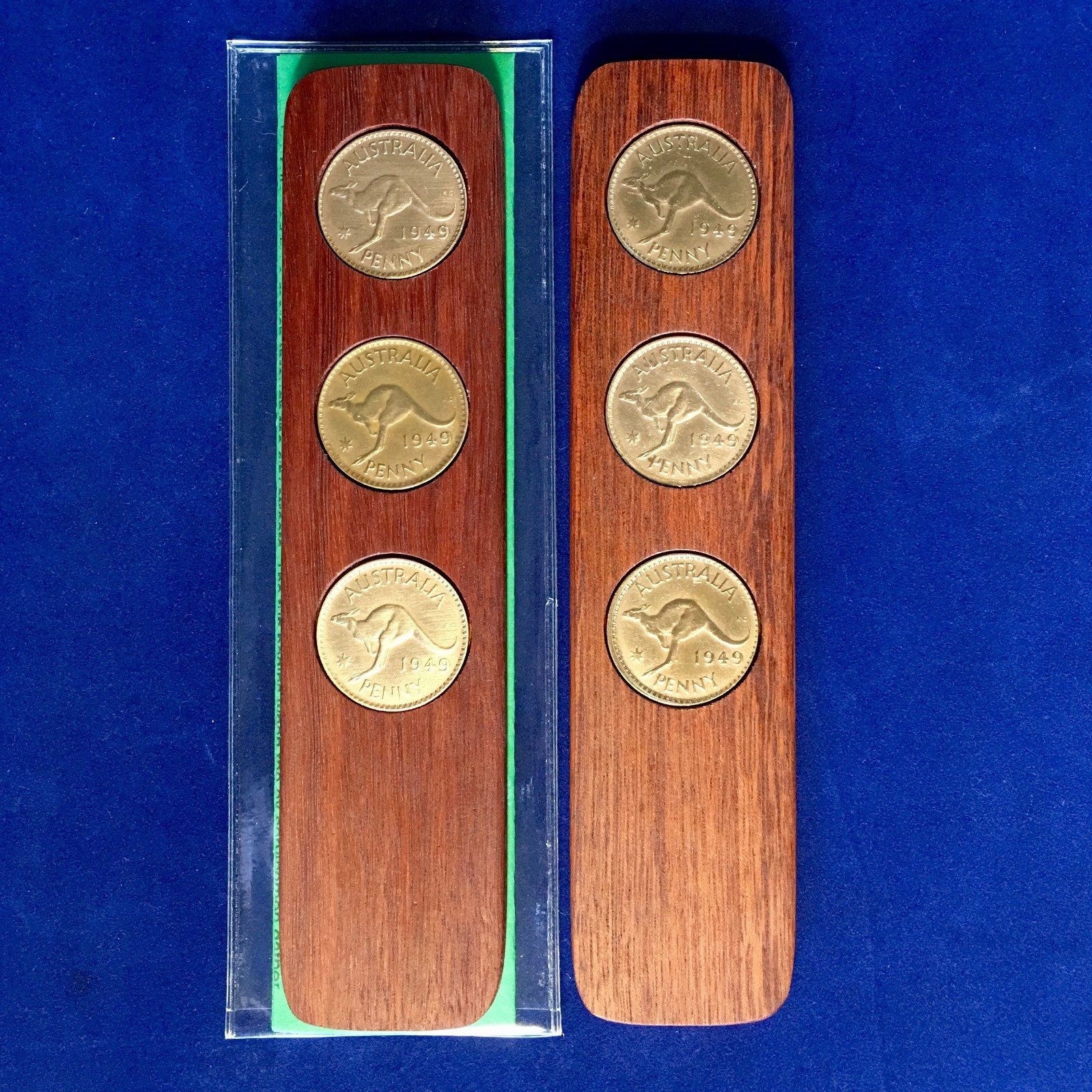70th Birthday Gift Present Hardwood Two-Up Game 1954 Australian pennies two up
