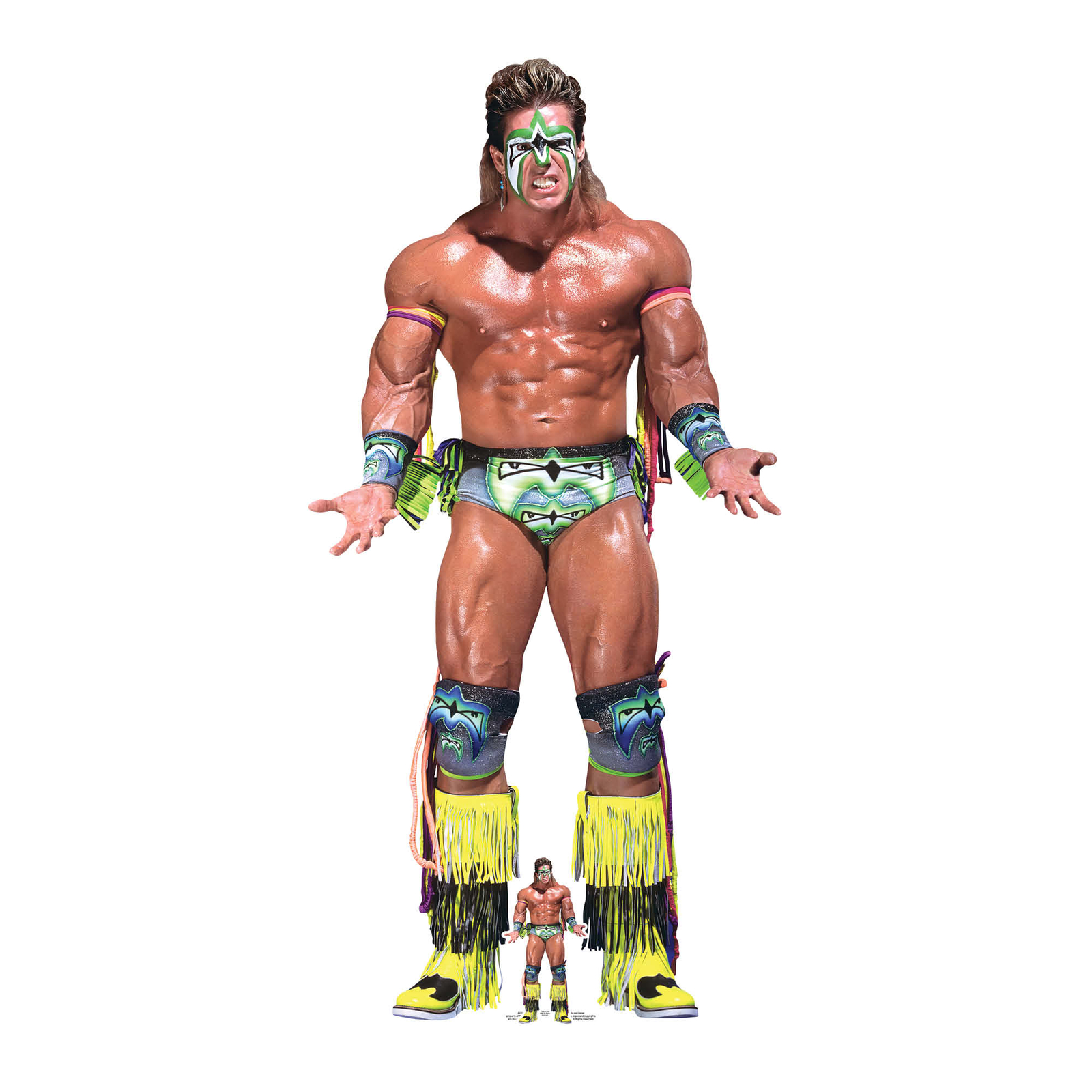The Ultimate Warrior Official WWE Lifesize Cardboard Cutout FREE Mini – Retro