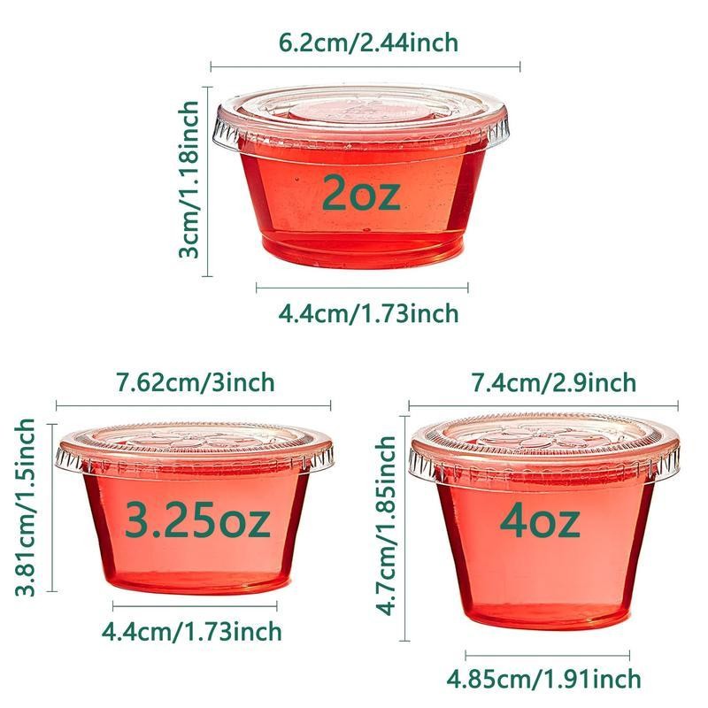 4 oz Clear Diposable Plastic Portion Cups With Lids Small Mini Containers