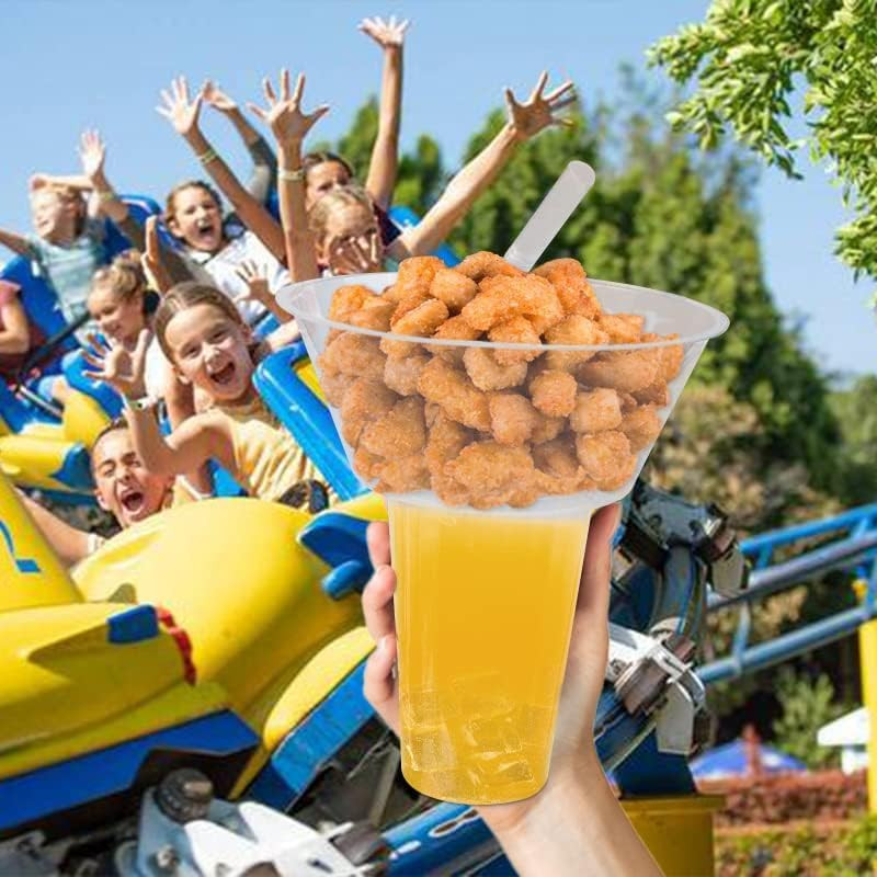 Snack and Drink Cup, 30 Sets Disposable Plastic Cup with Snack Bowl on Top