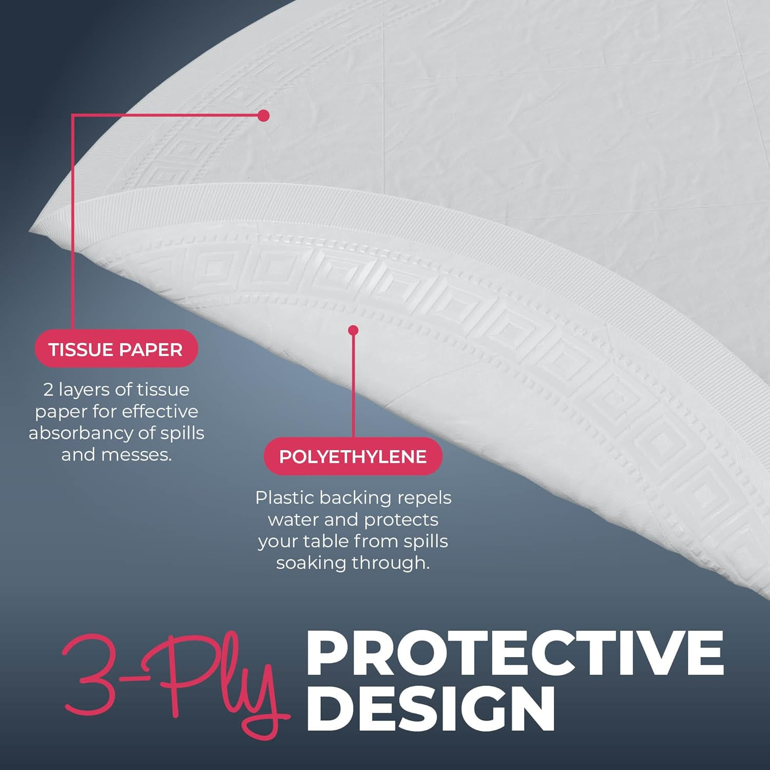 Paper Tablecloths for round Tables | 82″ – 10 Pack | White Paper & Plastic Dispo