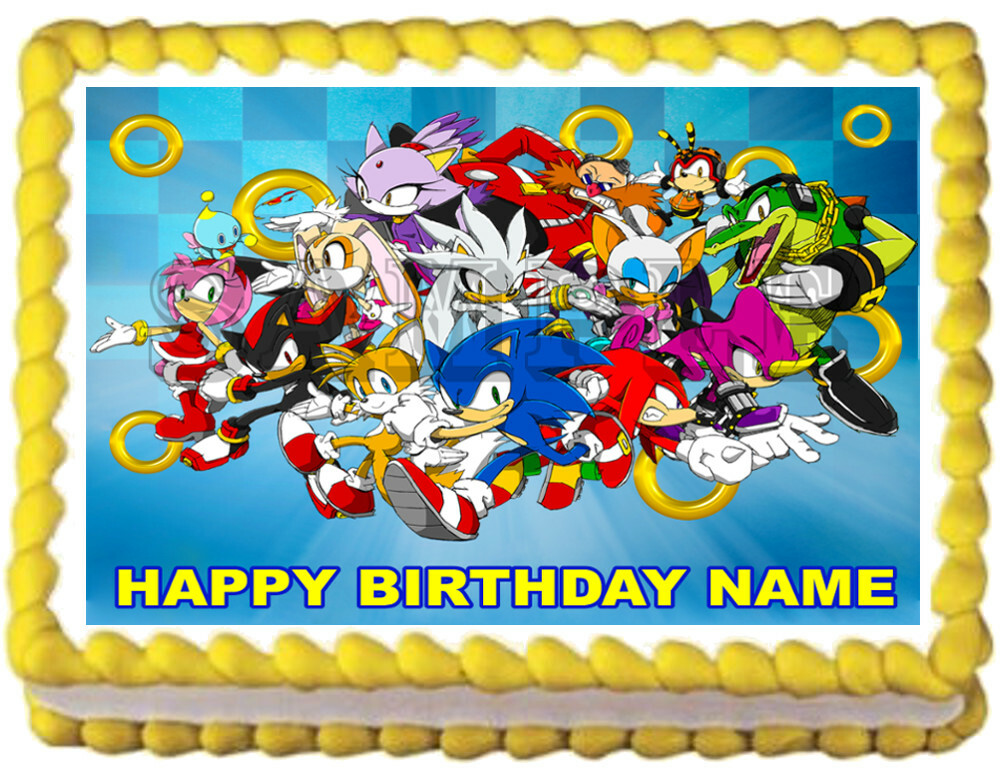 SONIC THE HEDGEHOG Edible Cake topper image Party decoration