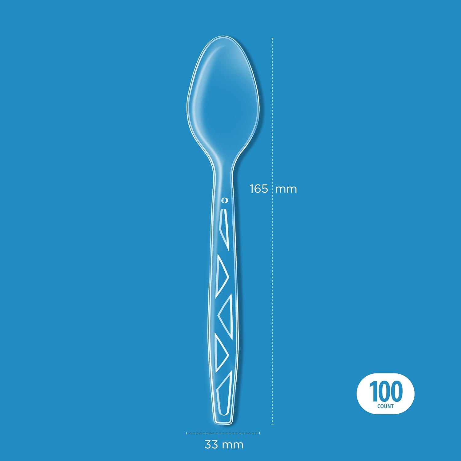 Disposable Clear Plastic Spoons Premium Quality 100 Count Large Pack Packaging