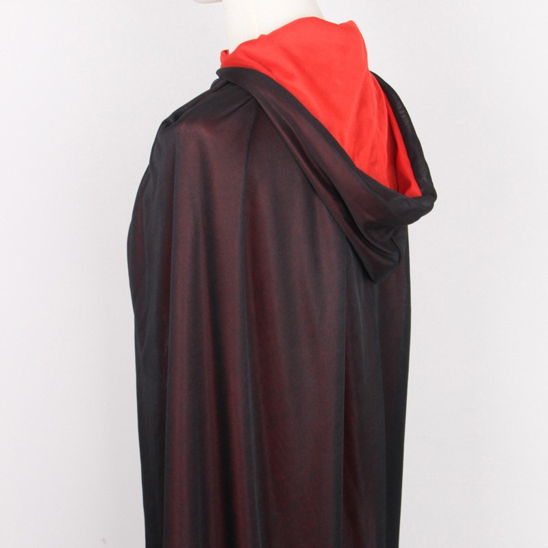 On Hand Hooded Cape Adult Unisex Long Cloak Black Red Halloween Costume Dress