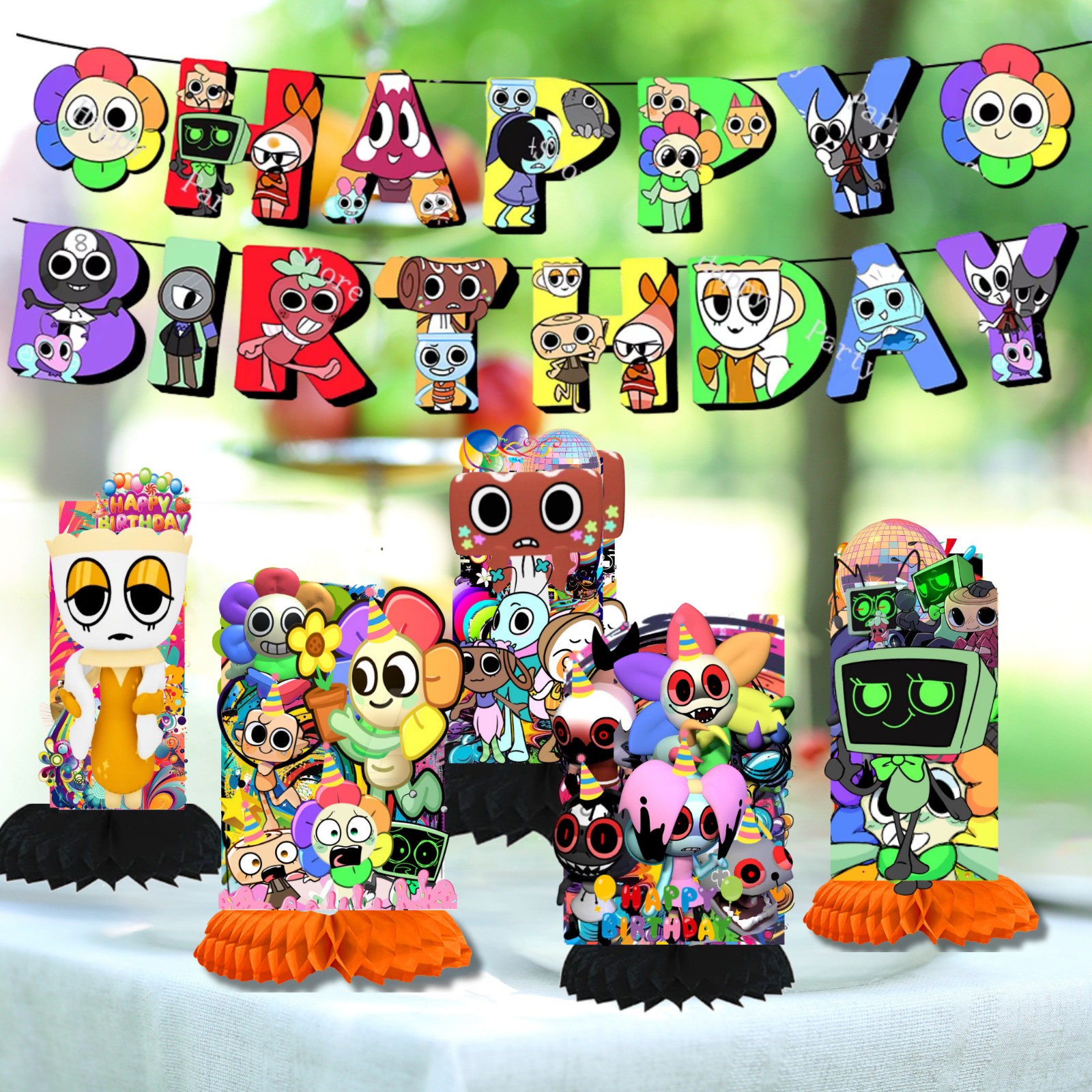 Dandys world PARTY SUPPLIES BIRTHDAY DECORATION BALLOON TABLEWARE SWIRL DISPlaY