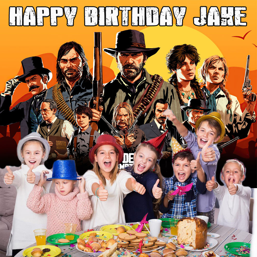 Red Dead Redemption Personalised Custom Banner Backdrop Party Decorations Gift